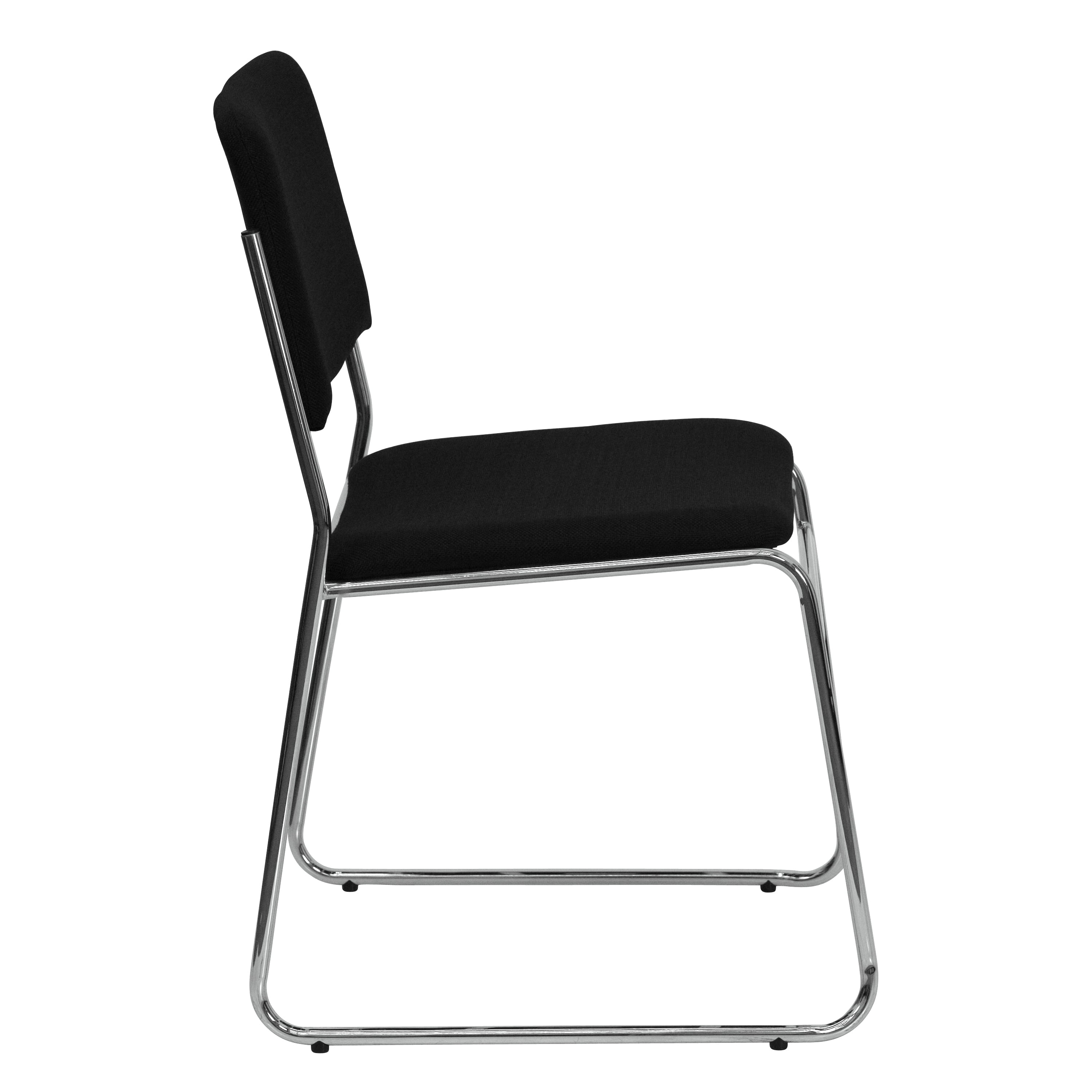 Flash Furniture 500 lb. Capacity Black Fabric High Density Stacking Chair with Chrome Sled Base - Image 8