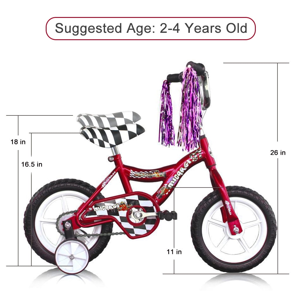 Wonderplay Boys' and Girls' Bike, 12" Kid's Bicycle for 2-4 Years Old, EVA Tires, Training Wheels with Coaster Brake Red - Image 4