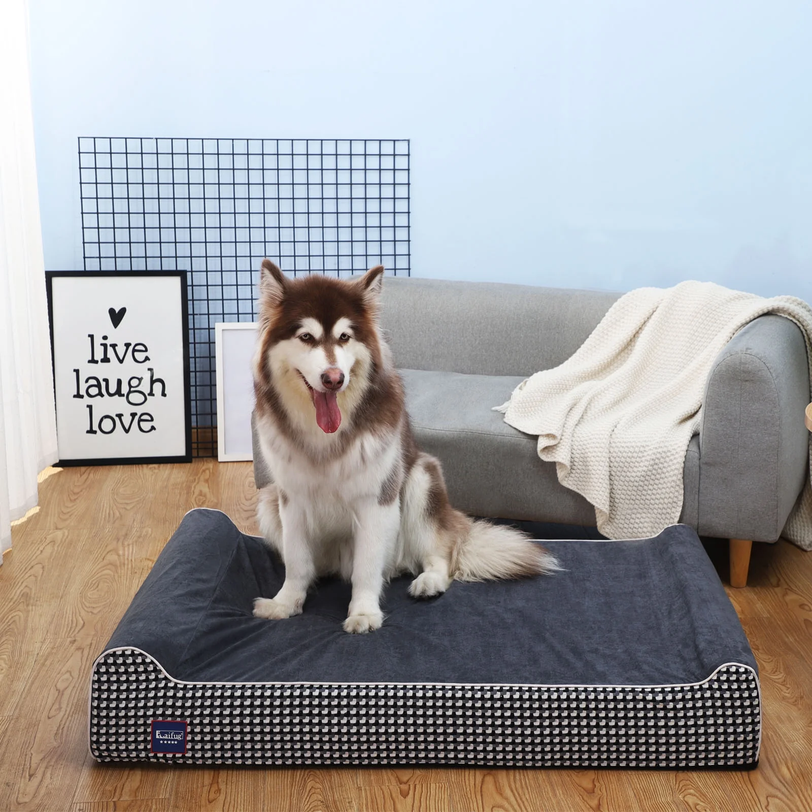 Laifug Extra Large Dog Bed with Orthopedic Memory Foam, Dog Pillow, Waterproof Liner & Washable Cover (Blackï¼ÂXL) - Image 2