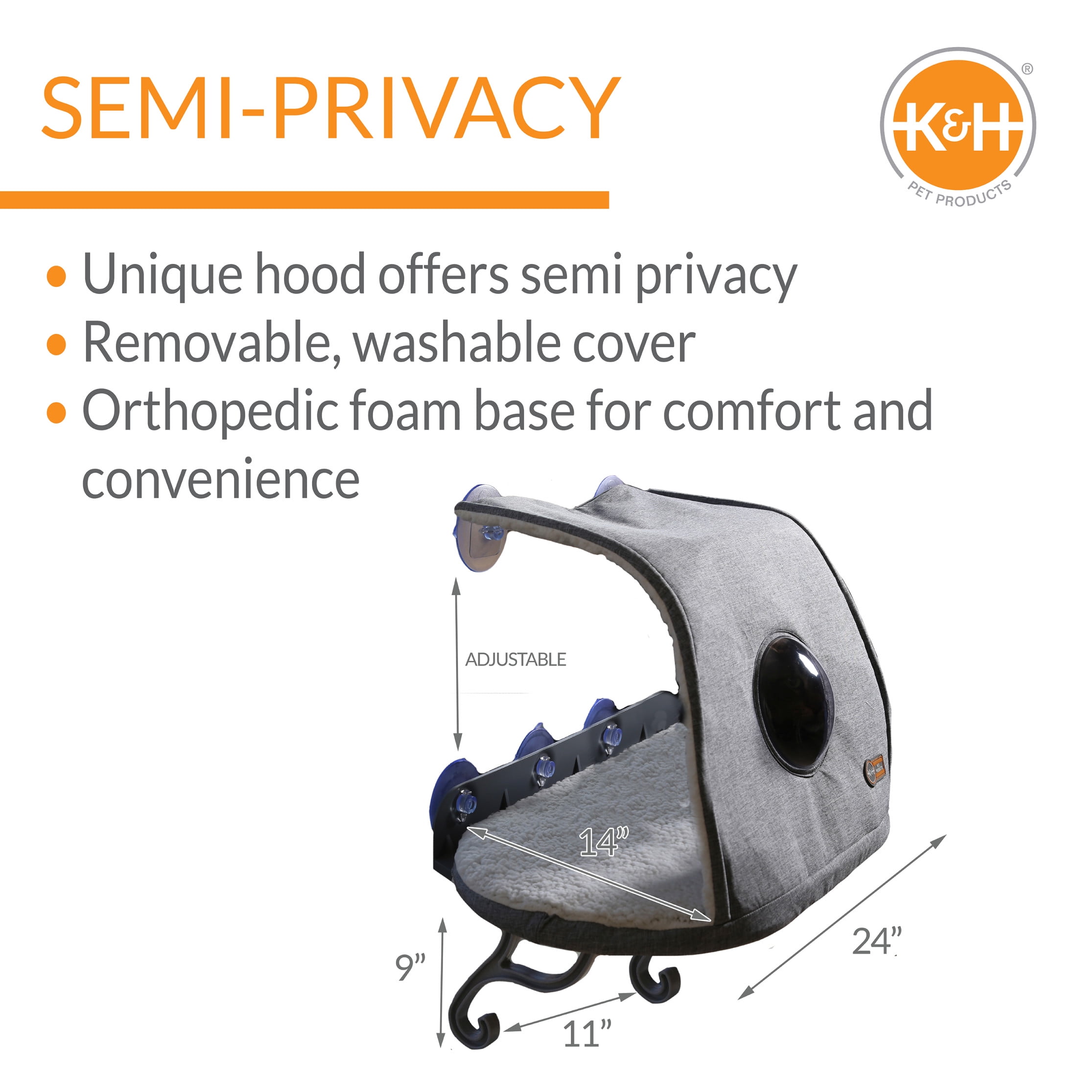 K&H Pet Products Universal Mount Kitty Sill Hooded Fleece 14 X 24 Inches - Image 5