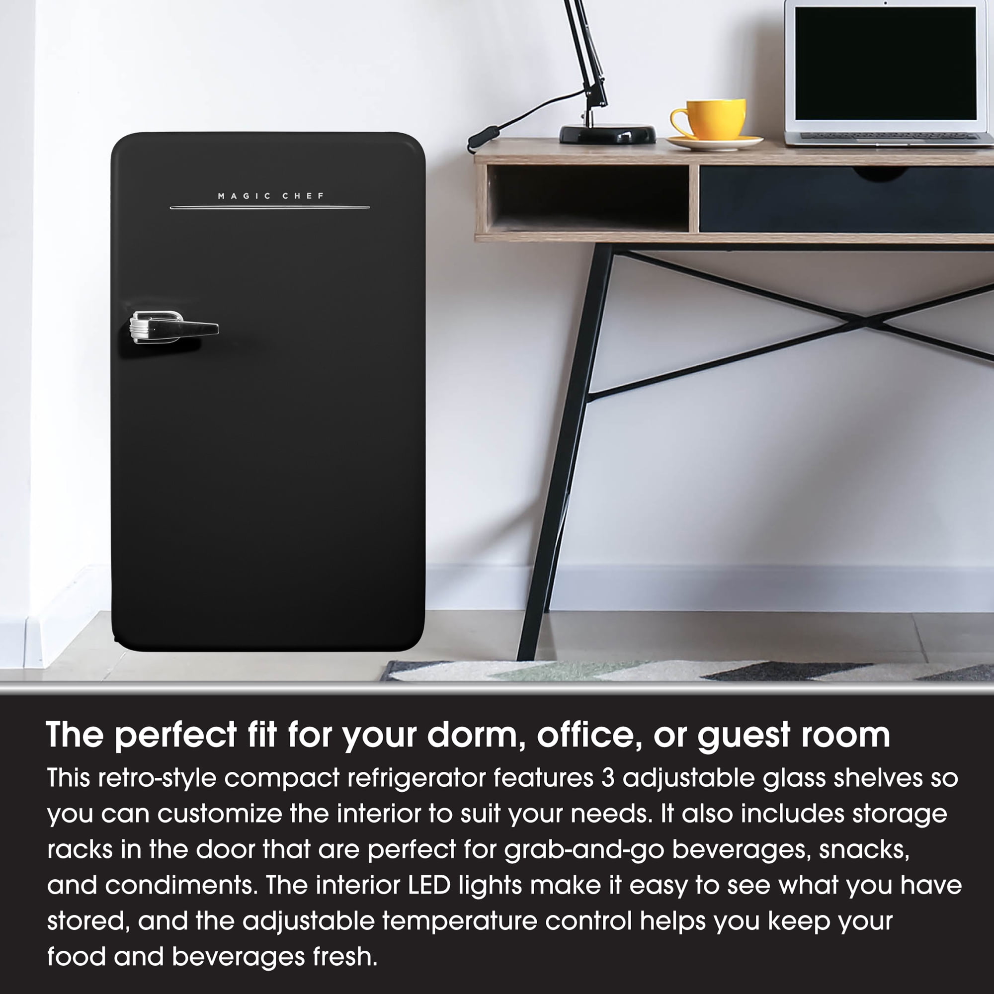 Magic Chef 3.2 cu. ft. Retro Mini Refrigerator in Black without Freezer in Black - Image 13