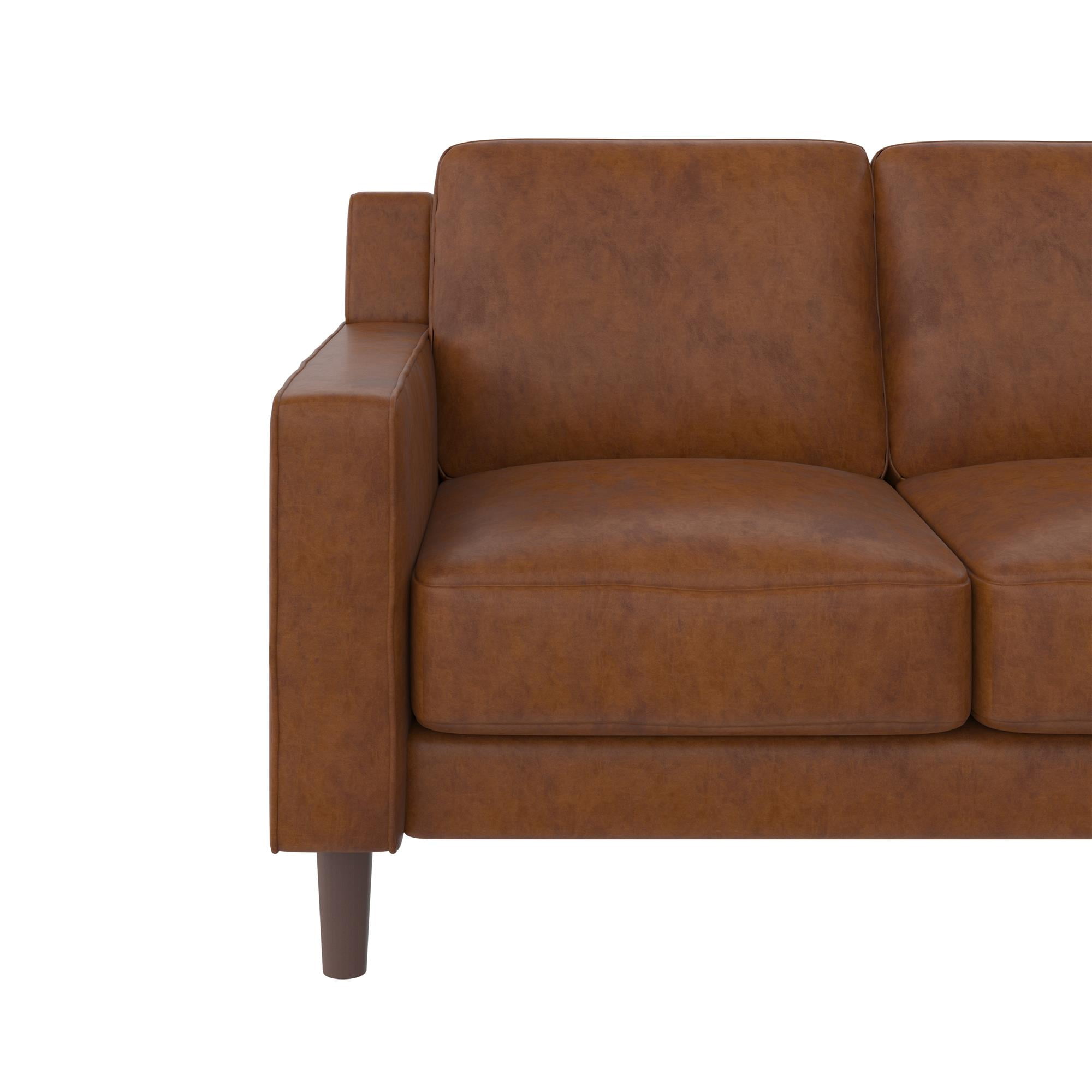 DHP Bryanna Loveseat 2 Seater Sofa , Camel Faux Leather - Image 8