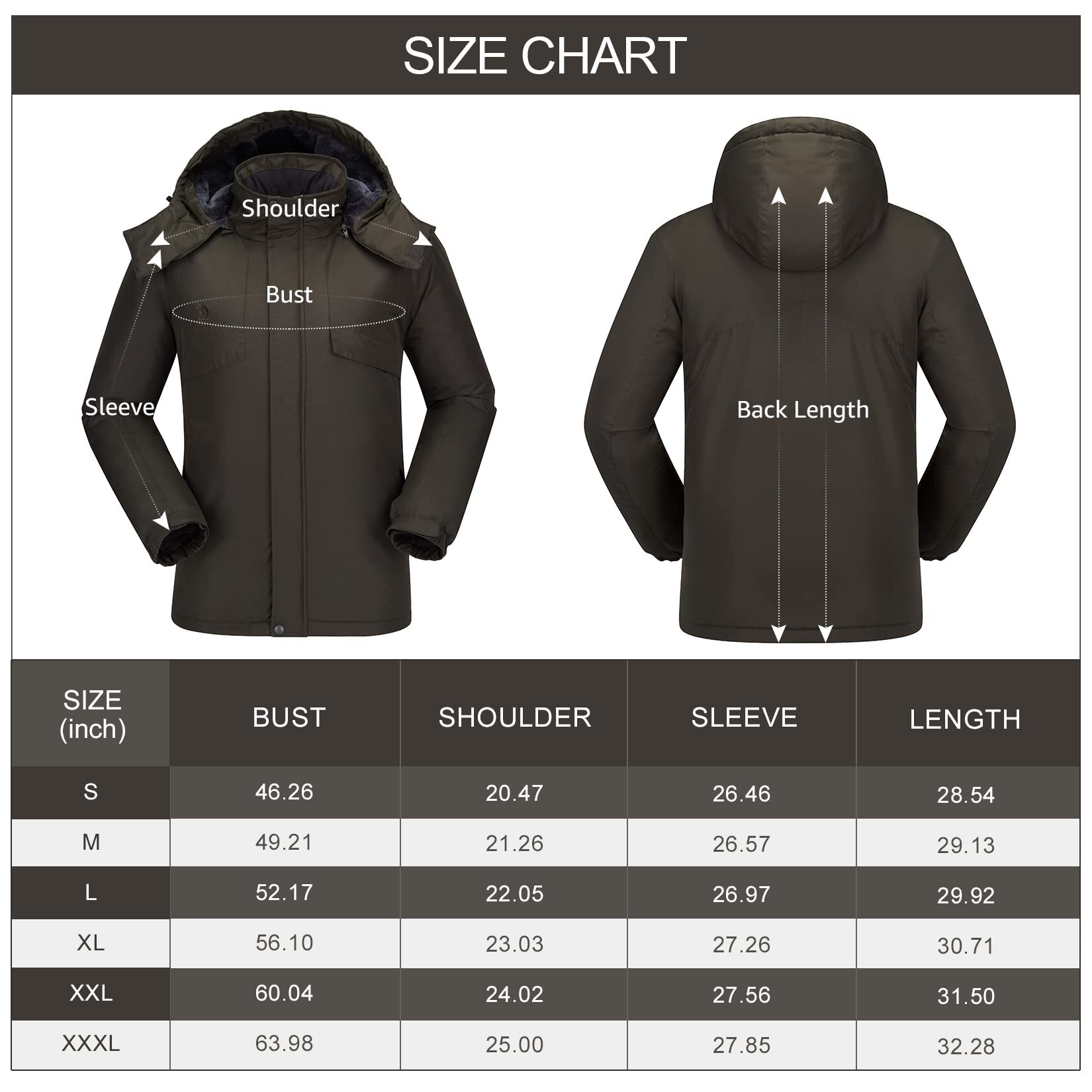 CAMEL CROWN Men's Waterproof Ski Jacket Warm Winter Snow Coat Mountain Windbreaker Hooded Raincoat - Image 6