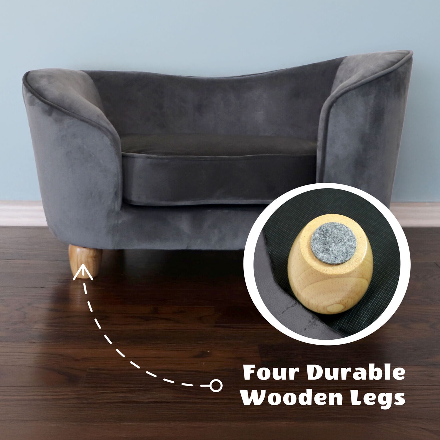 Critter Sitters 28-In. Faux-Velvet Gray Oval Pet Bed for Small-Sized Dogs and Cats - Image 3