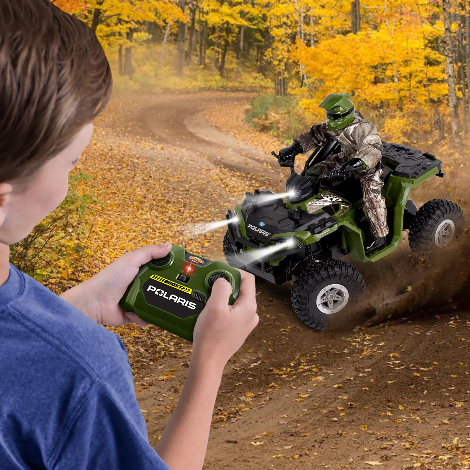 NKOK: Realtree Polaris RC ATV - Sportsman XP 1000 - Camo - 10" Remote Control Vehicle w/ Rider, Scaled Off-Road Racer, Turbo Boost & Lights, Kids 6+ - Image 8