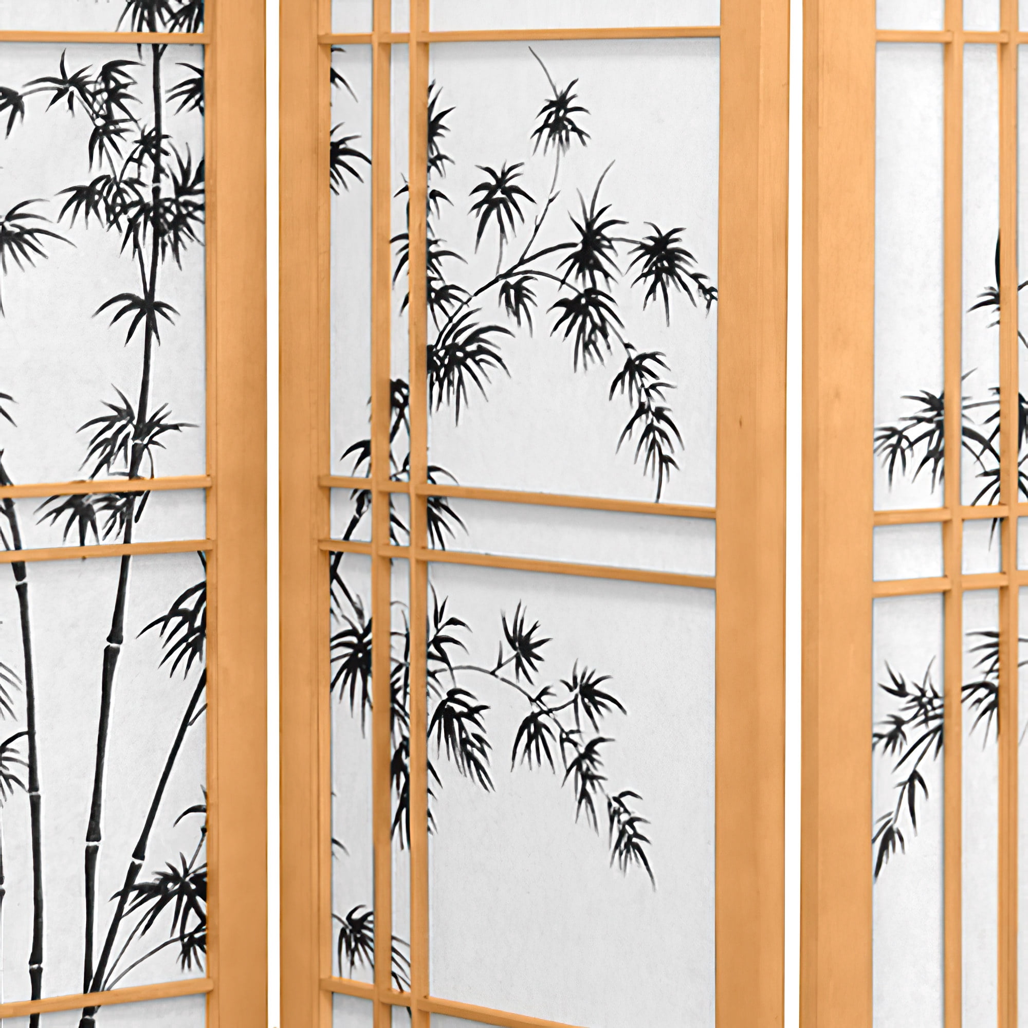 Oriental Furniture 4 ft. Tall Bamboo Tree Shoji Screen - Natural - 4 Panel - Image 3