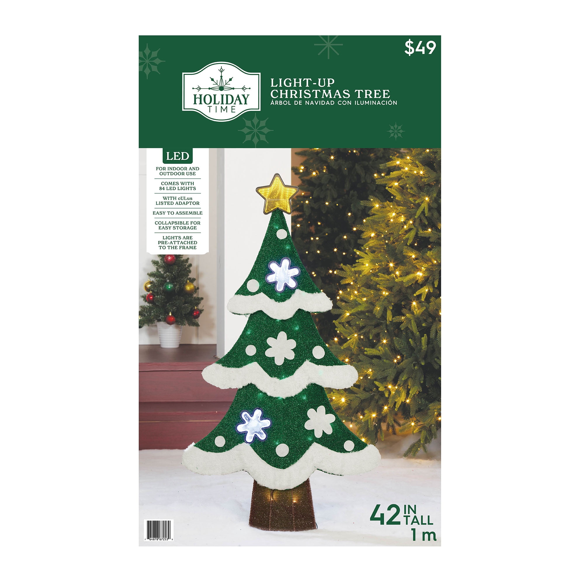 42" Light up Tinsel Tree with Infinity Star, Holiday Time - Image 4