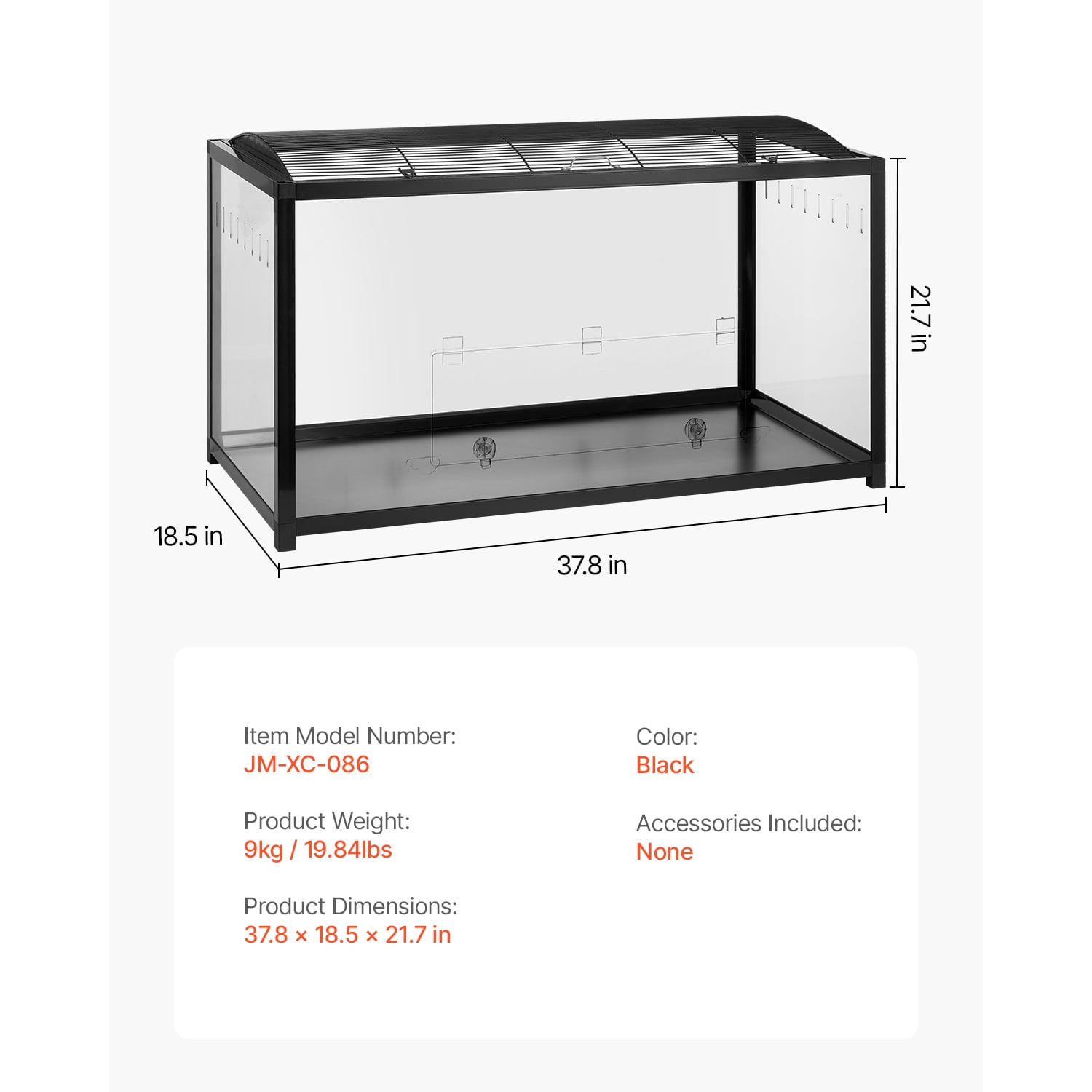 KFFKFF Rodent Enclosure, Full View Clear Rodent Domiciles, Compact Creature Cage, 37.8 x 18.5 x 21.7 in, Breathable Pet Rodent Homes with Front Access, Mobile Rodent Residence for Rats, Guinea Pigs - Image 5