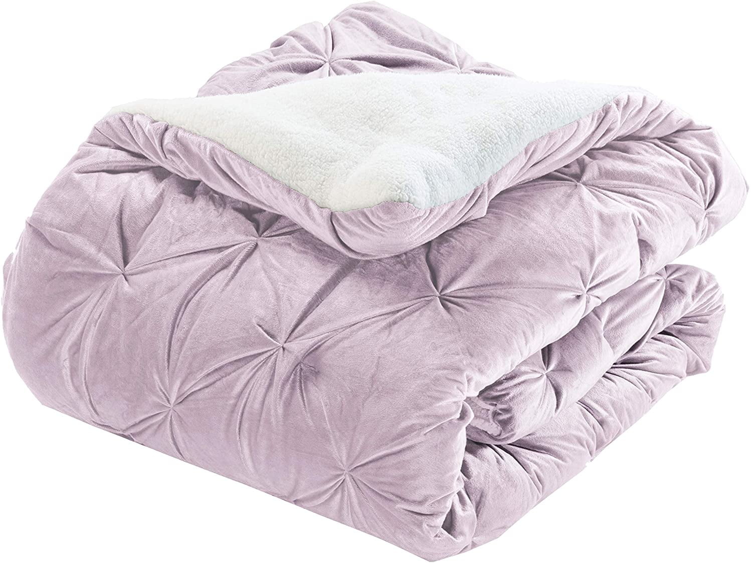 Pleated Sherpa Comforter Set King/Cal King Dusty Rose - Image 3