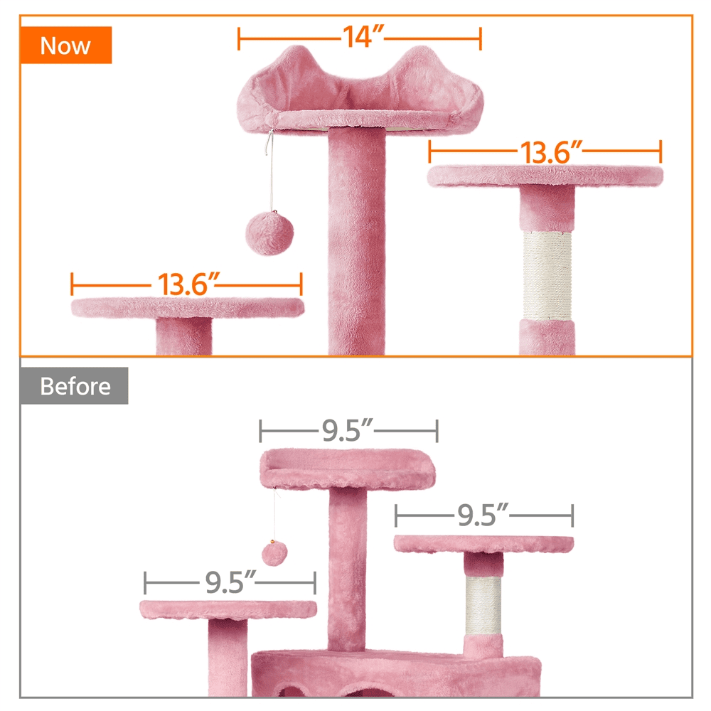 Renwick 70" Cat Tree Condo with 3 Platform & 3 Scratching Posts, Pink - Image 9