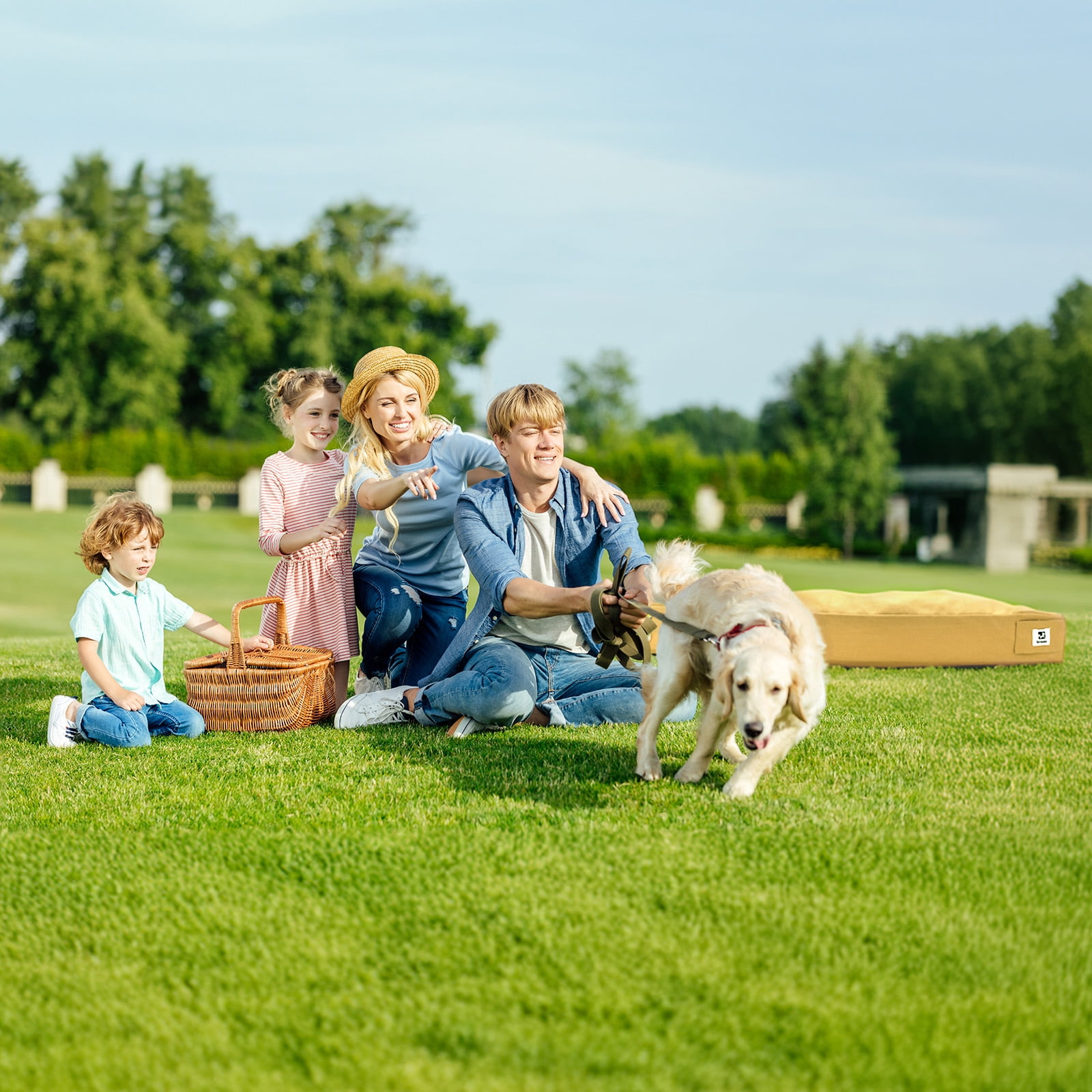 Sytopia 36" Outdoor Dog Bed for Medium & Large Sized Dogs, Waterproof Canvas Dog Bed With Washable Removable Cover, Large Dog Beds Up to 55 Lbs - YELLOW - Image 5