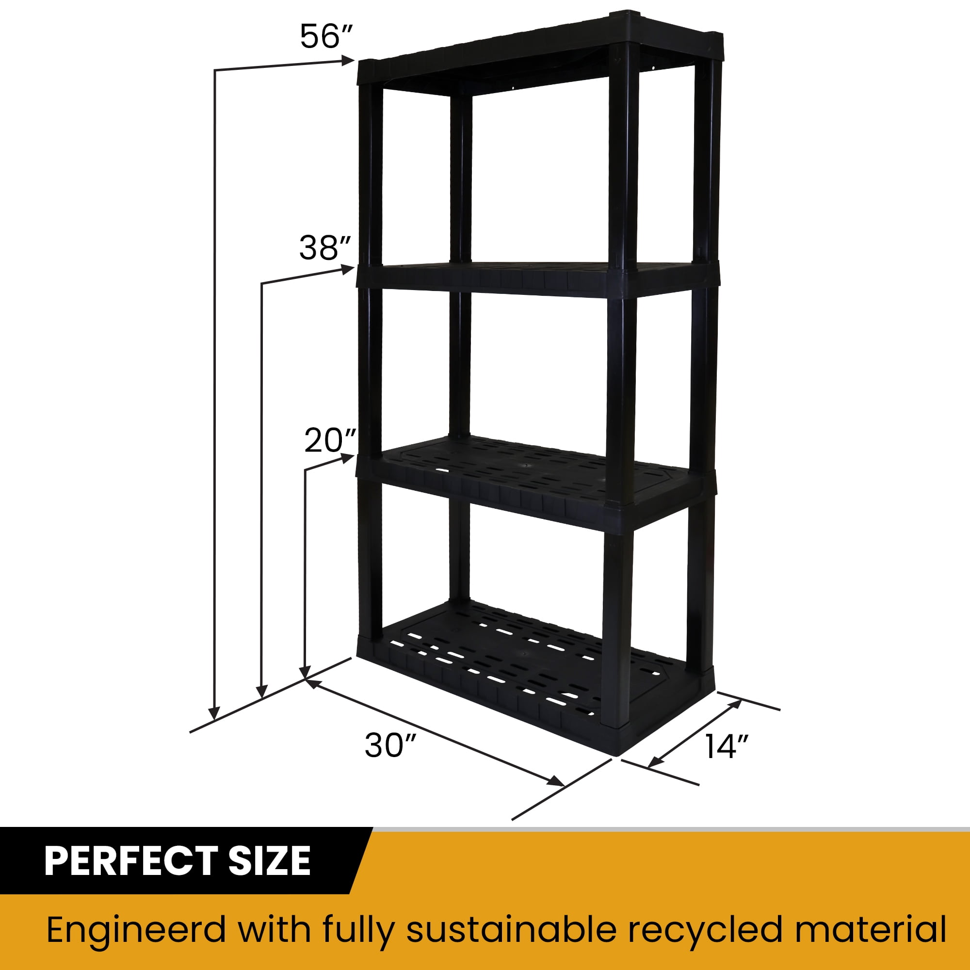 Hyper Tough Garage Shelving Unit Heavy Duty 4-Tier 56"H x 14"D x 30"W Pack of 4 Black-400 lbs Total Capacity - Image 4