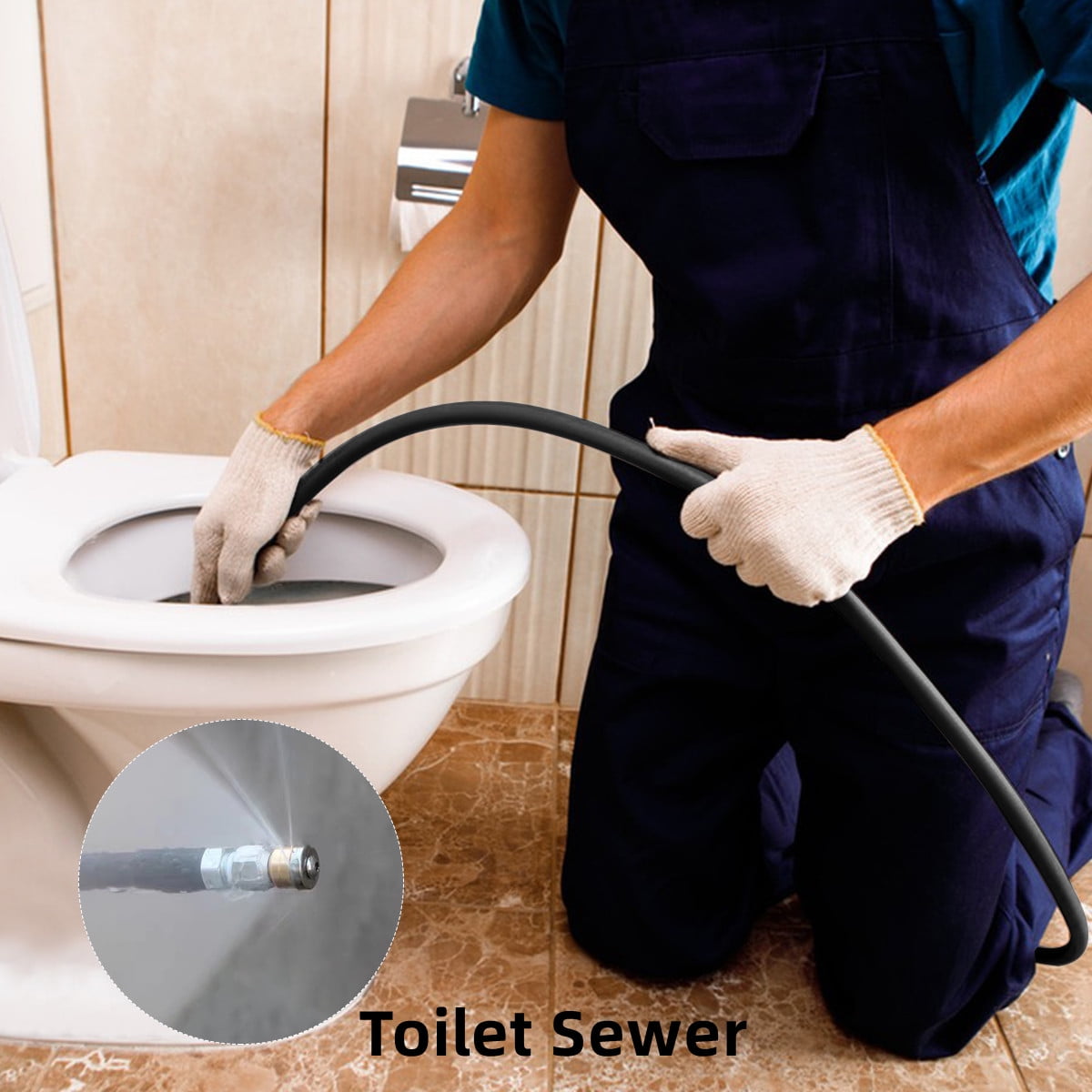 Powerful 100FT Sewer Jetter Kit for Pressure Washer 5800PSI Drain Cleaner Hose NPT Corner Rotating Nozzle Essential Jetting Attachment - Image 4