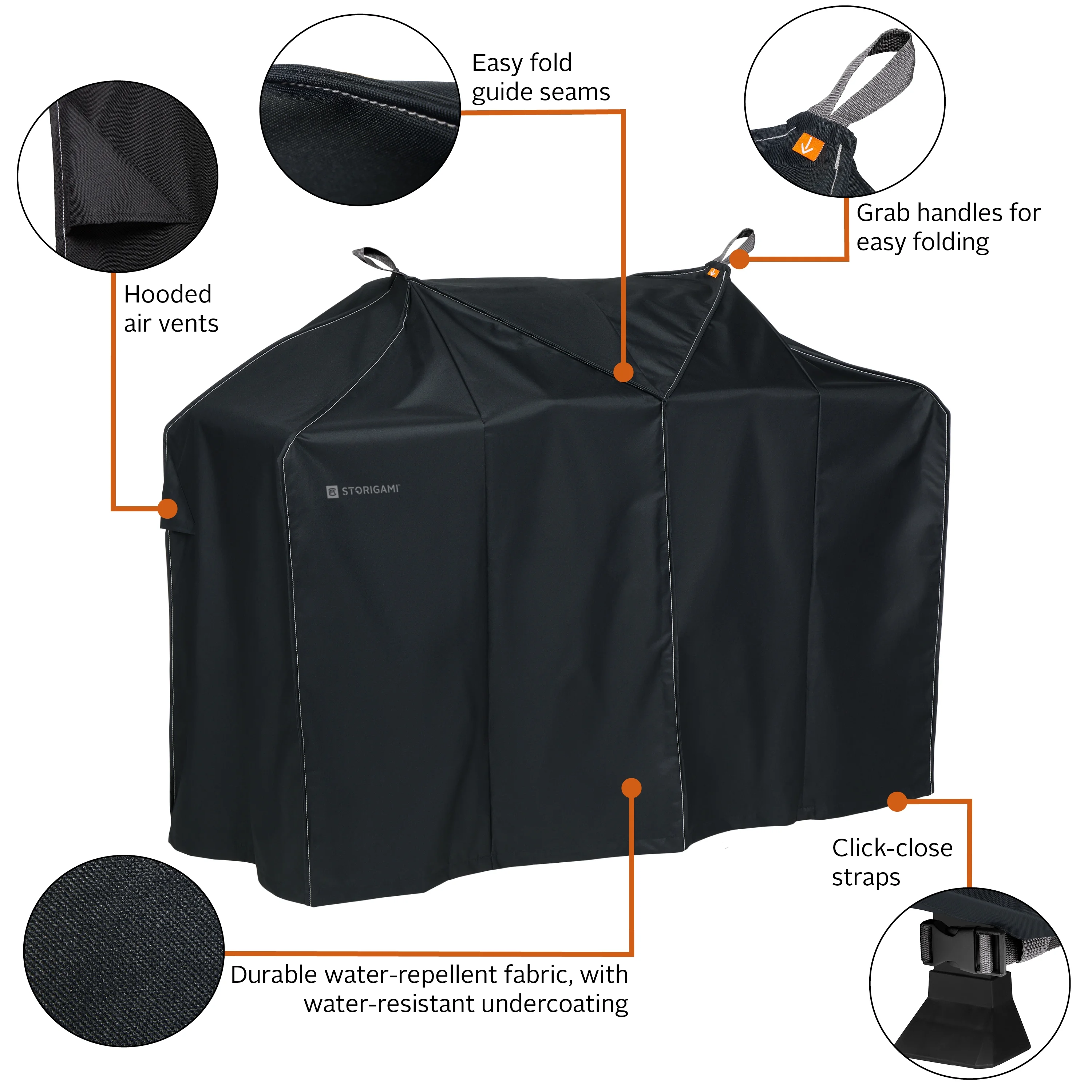 Classic Accessories Storigami Easy Fold Water-Resistant 58 Inch BBQ Grill Cover, Charcoal Black - Image 8