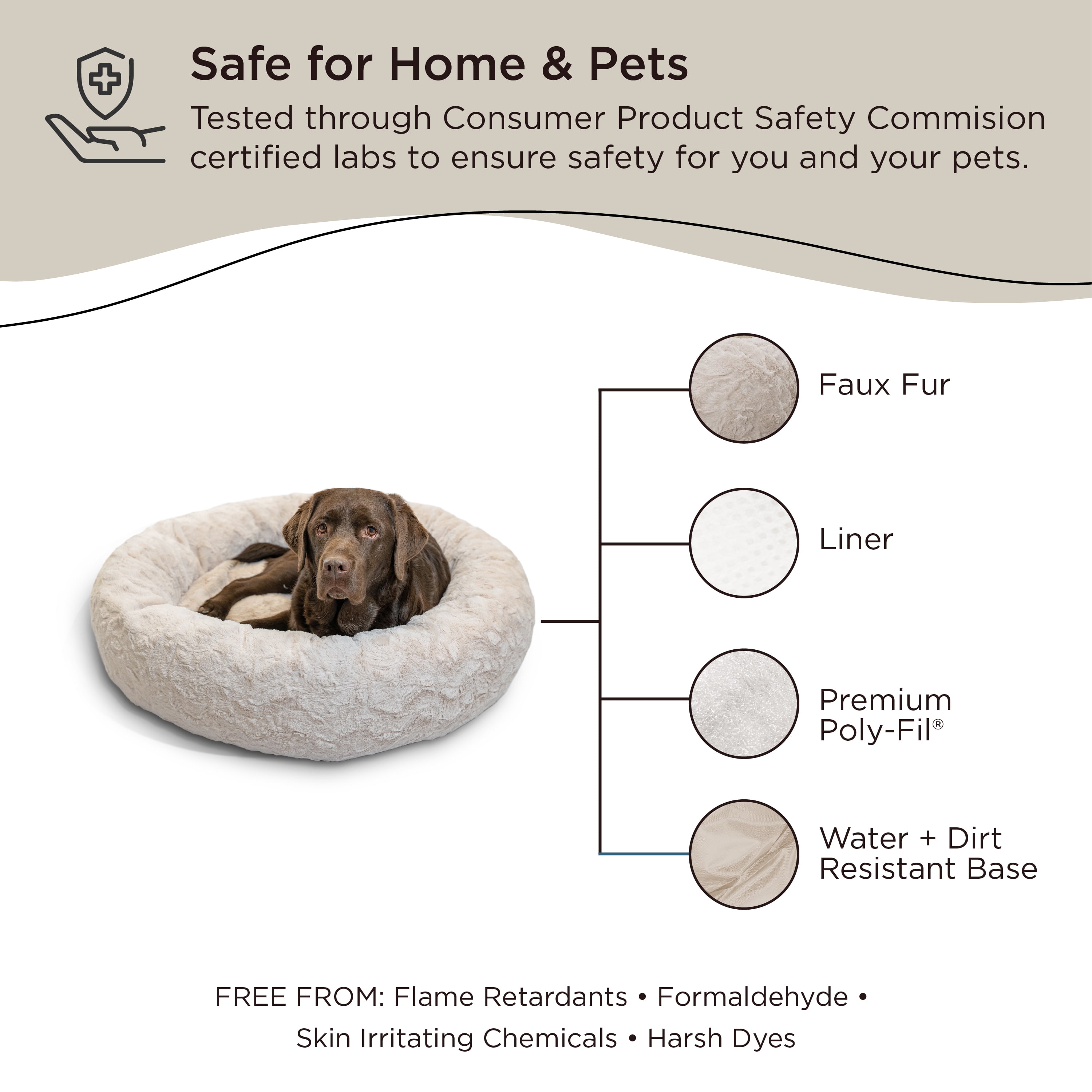 Best Friends by Sheri The Original Calming Donut Dog and Cat Bed in Lux Fur Oyster, Large 36x36" - Image 3