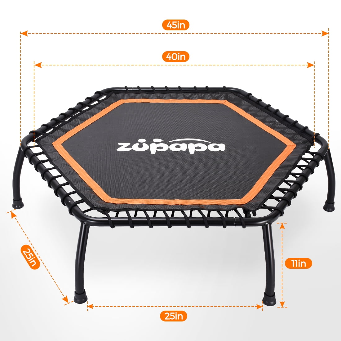 Zupapa 45in Fitness Trampoline, Indoor Rebounder for Adults, Max Limit 330 lbs - Image 4