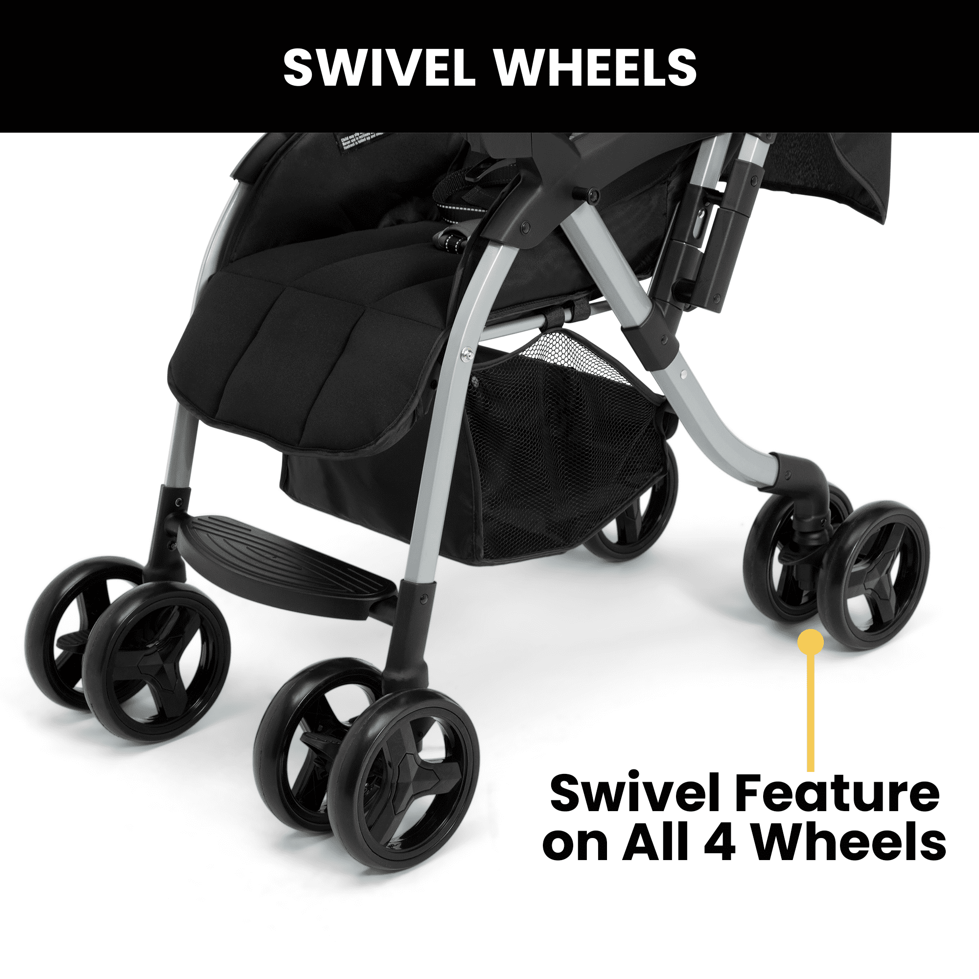 Jeep TurboGlyde Reversible Handle Stroller by Delta Children, Black - Image 10