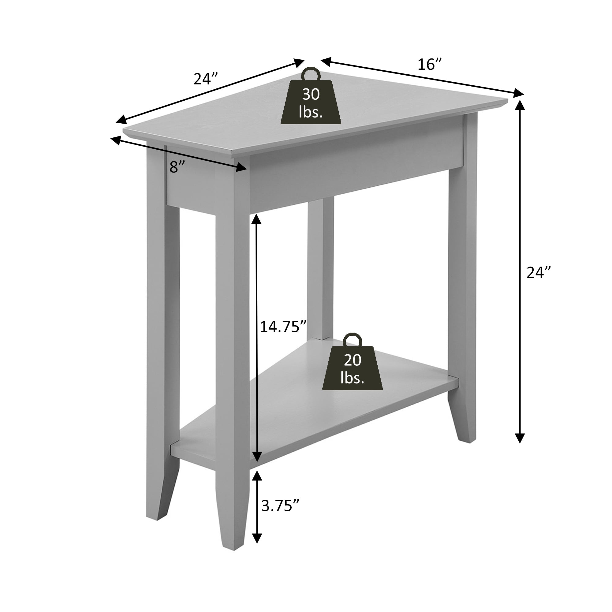 Convenience Concepts American Heritage Wedge End Table with Shelf, Driftwood - Image 4