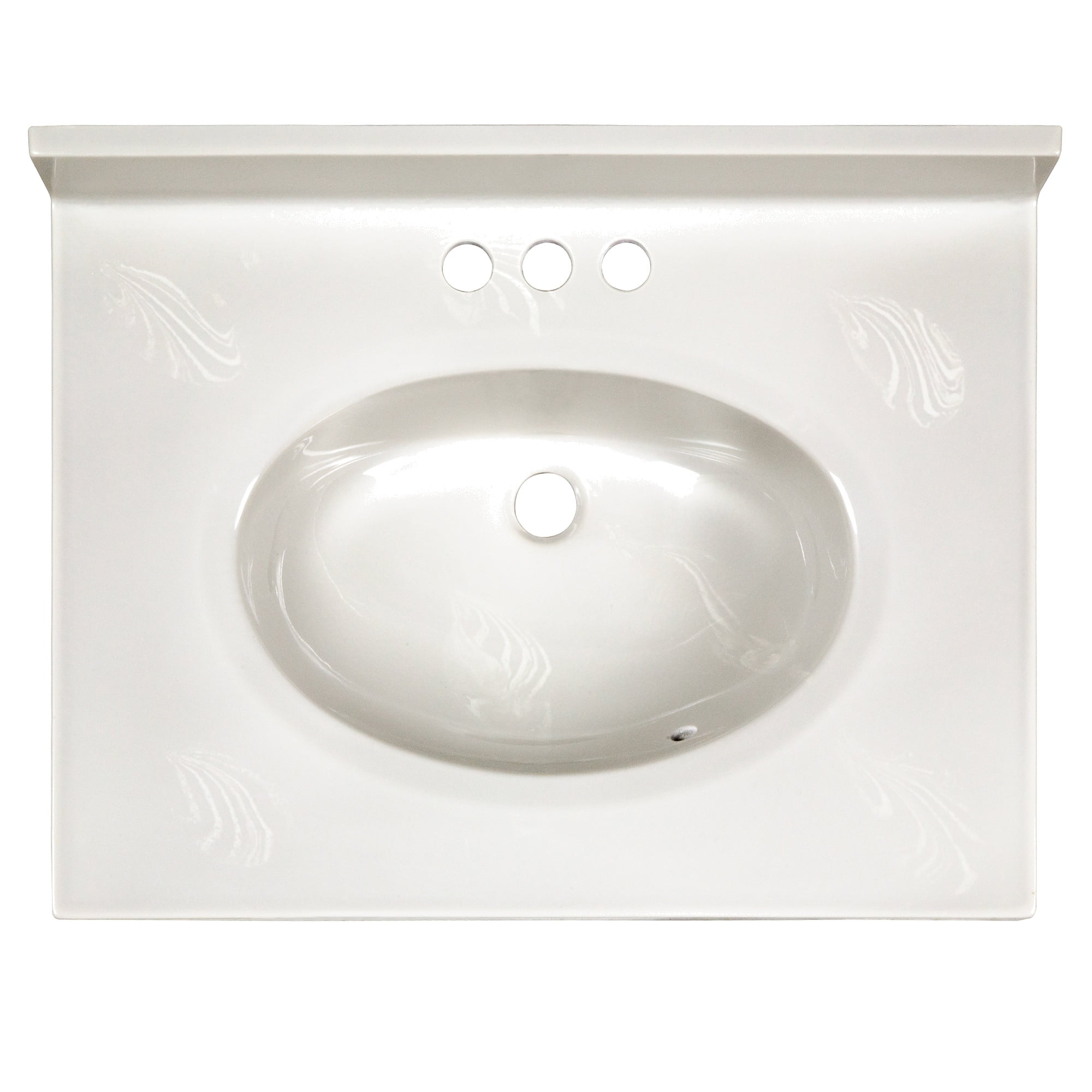 Design House Cultured Marble Ivory Swirl 25" x 19" Single Bowl Vanity Top with Centerset Mount and Backsplash - Image 13