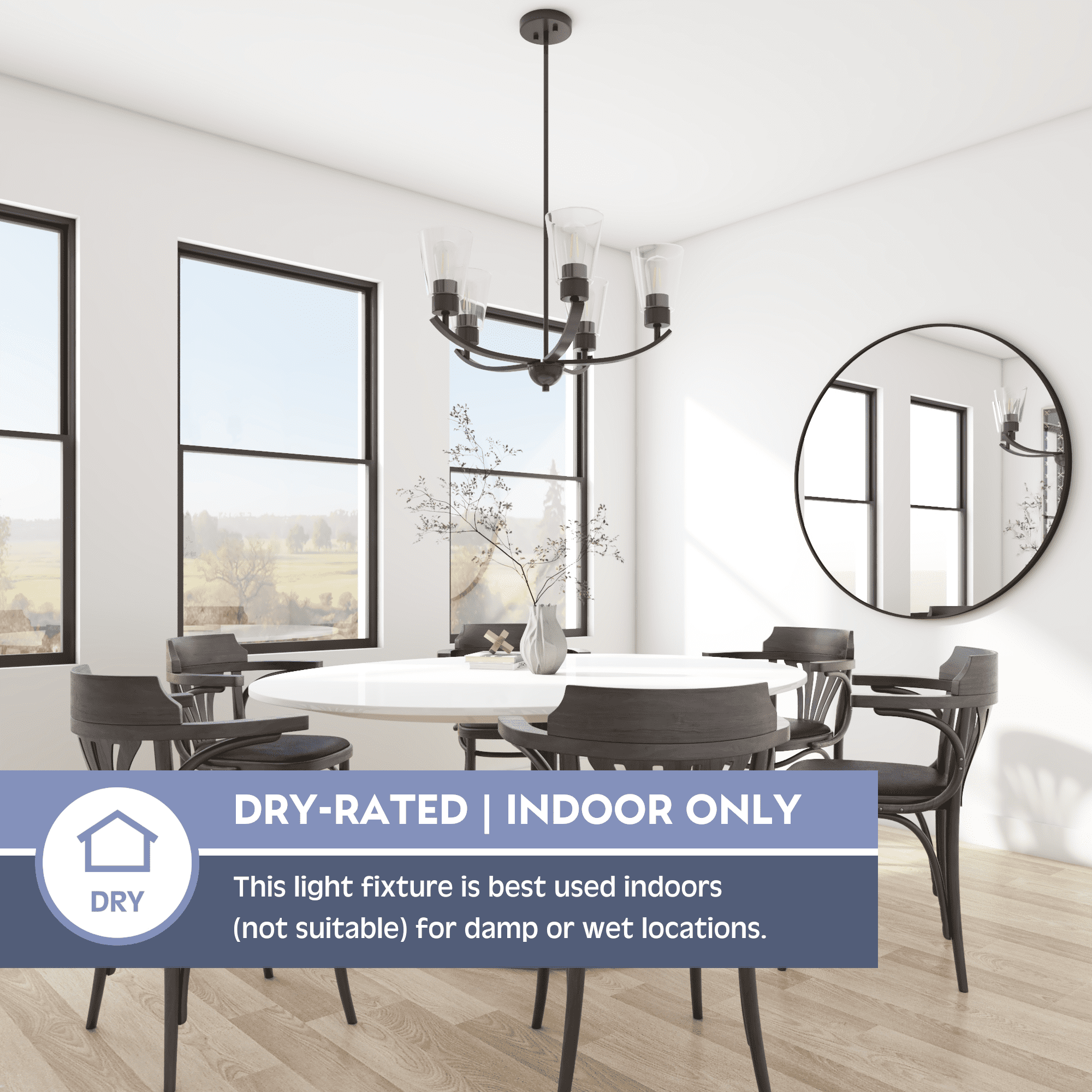 Prominence Home Fairendale Matte Black 5-Light Chandelier with Clear Glass - Image 4