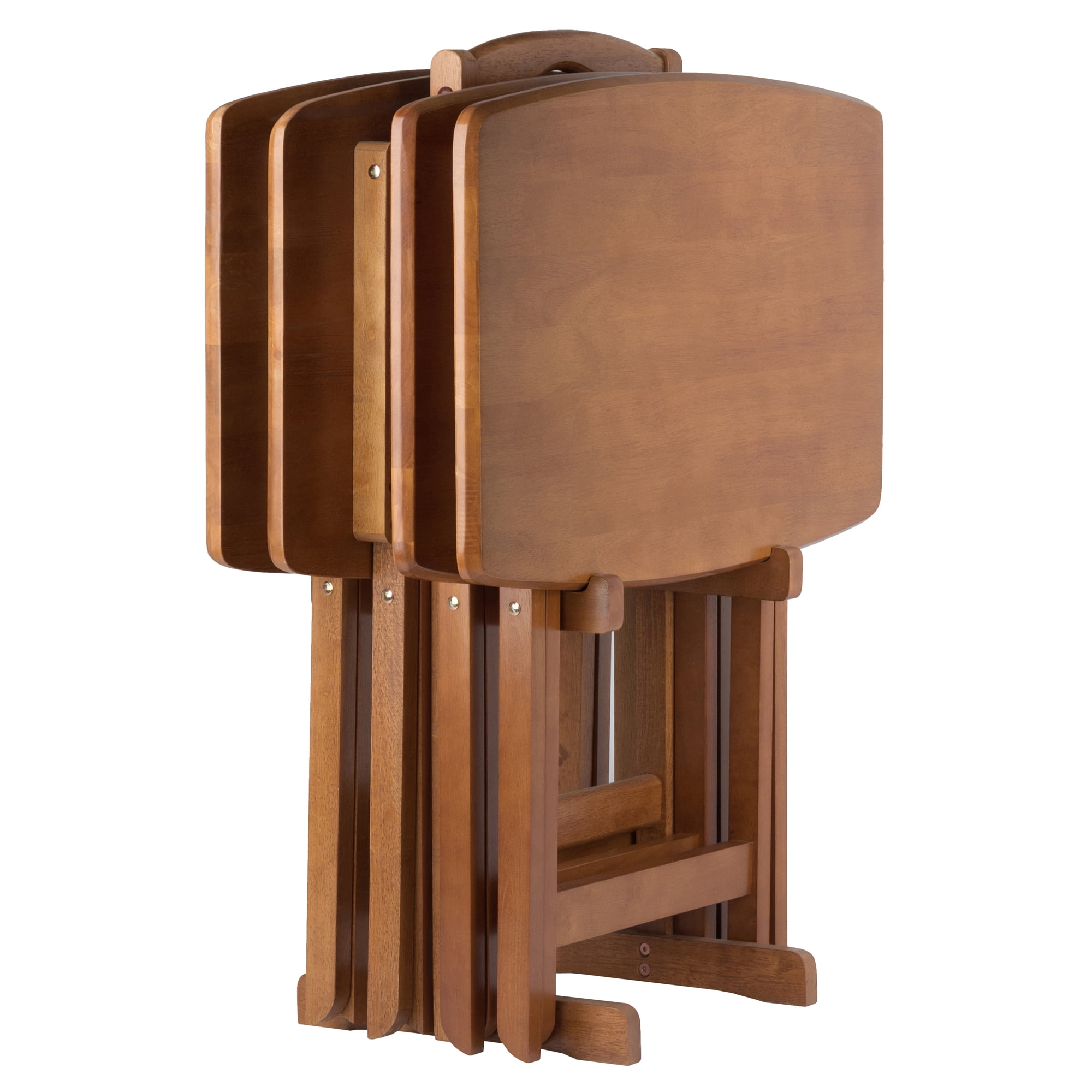 Winsome Dylan 5-Piece Oversized Folding Snack Table Set, Teak Finish - Image 3