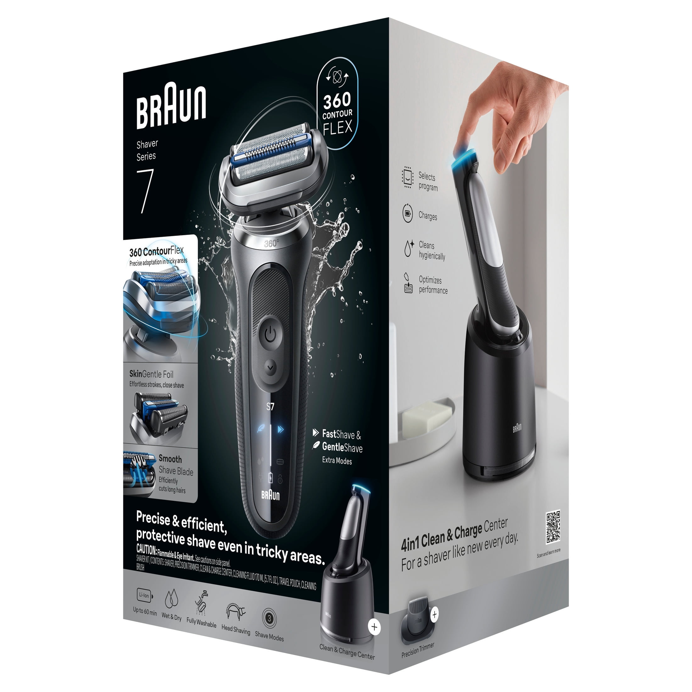 Braun Electric Razor for Men Series 7, Electric Shaver, 4-in-1 Clean & Charge Center, Travel Case, S7 7171cc - Image 3