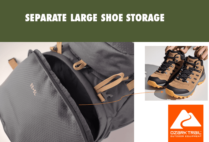 Ozark Trail 60L Hiking Backpack with Durable Fabric and Multiple Pock,Age group:Adult - Image 9