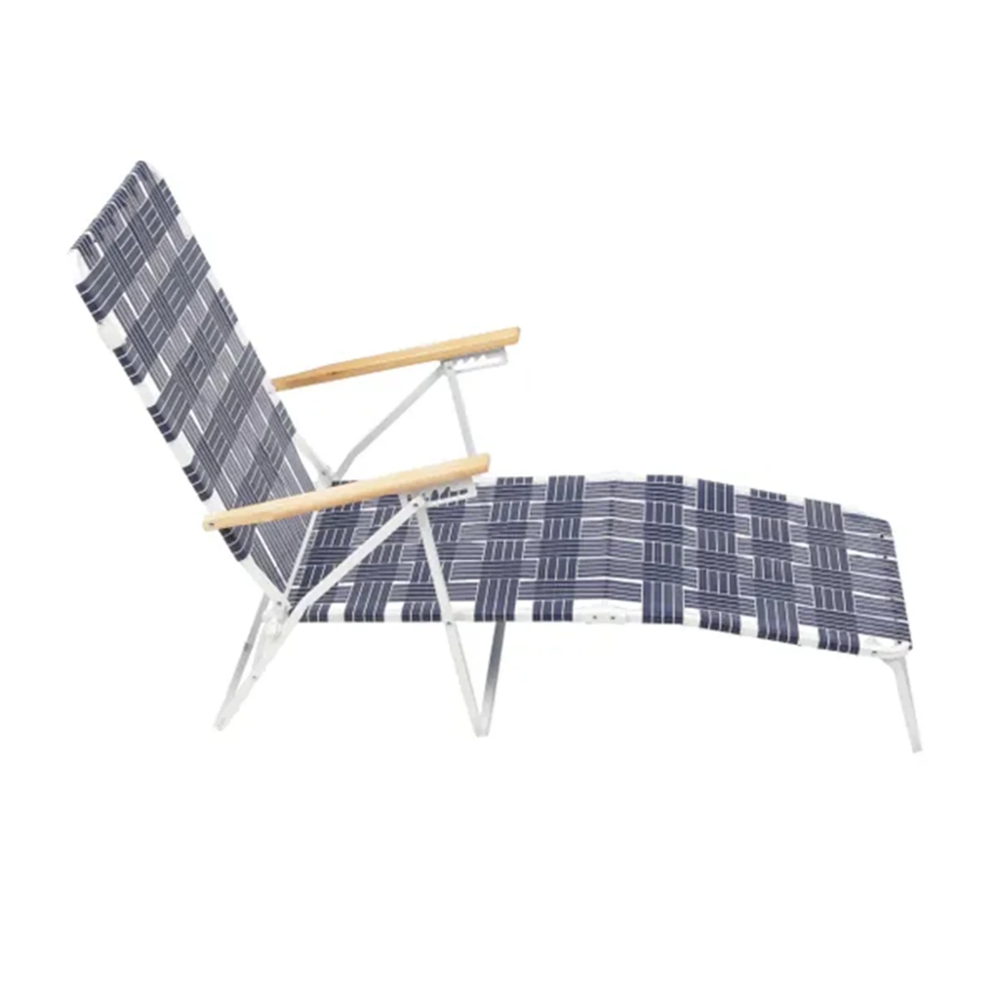Rio Brands Web Chaise Lounge, High Back White Steel Frame & Blue Web for Pools and Beaches - Image 3