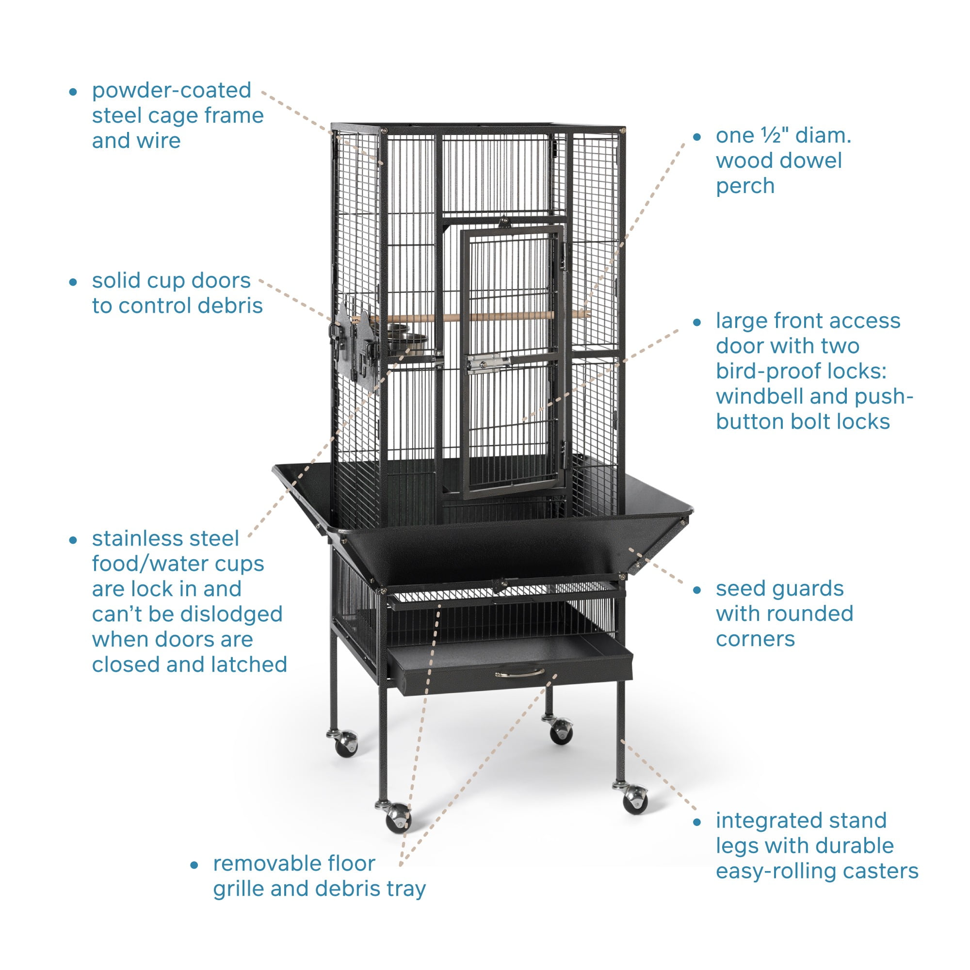 Prevue Pet Products Park Plaza Bird Cage, Black Hammertone - Image 13