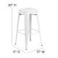 Flash Furniture Kai Commercial Grade 30" High Backless White Metal Indoor-Outdoor Barstool with Gray Poly Resin Wood Seat - Image 3