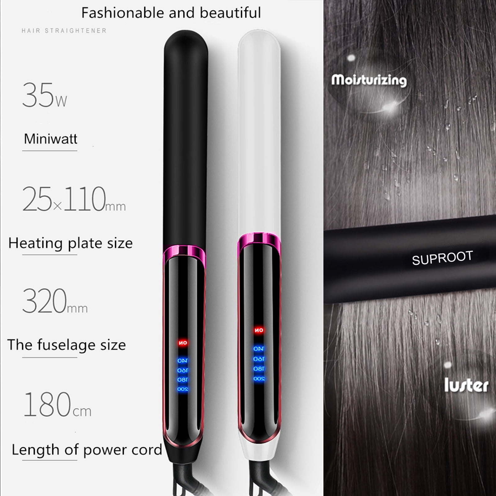 Straightener - 2 in 1 Ceramic Hair Straightener - Titanium Hair Straightener with Dual Voltage, Infrared Hair Iron for All Hair - Image 7