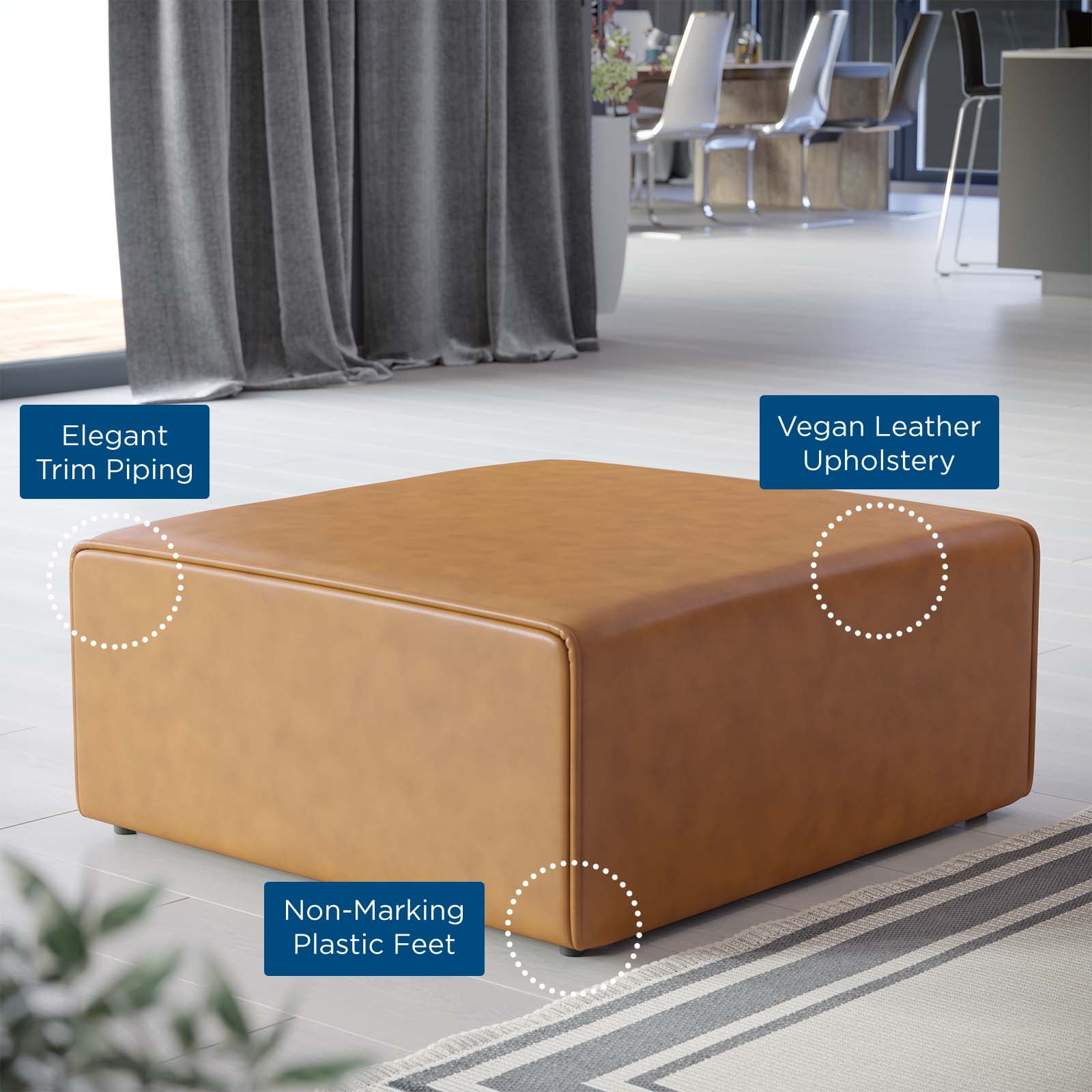 Modway Mingle Vegan Leather Ottoman in Tan - Image 7