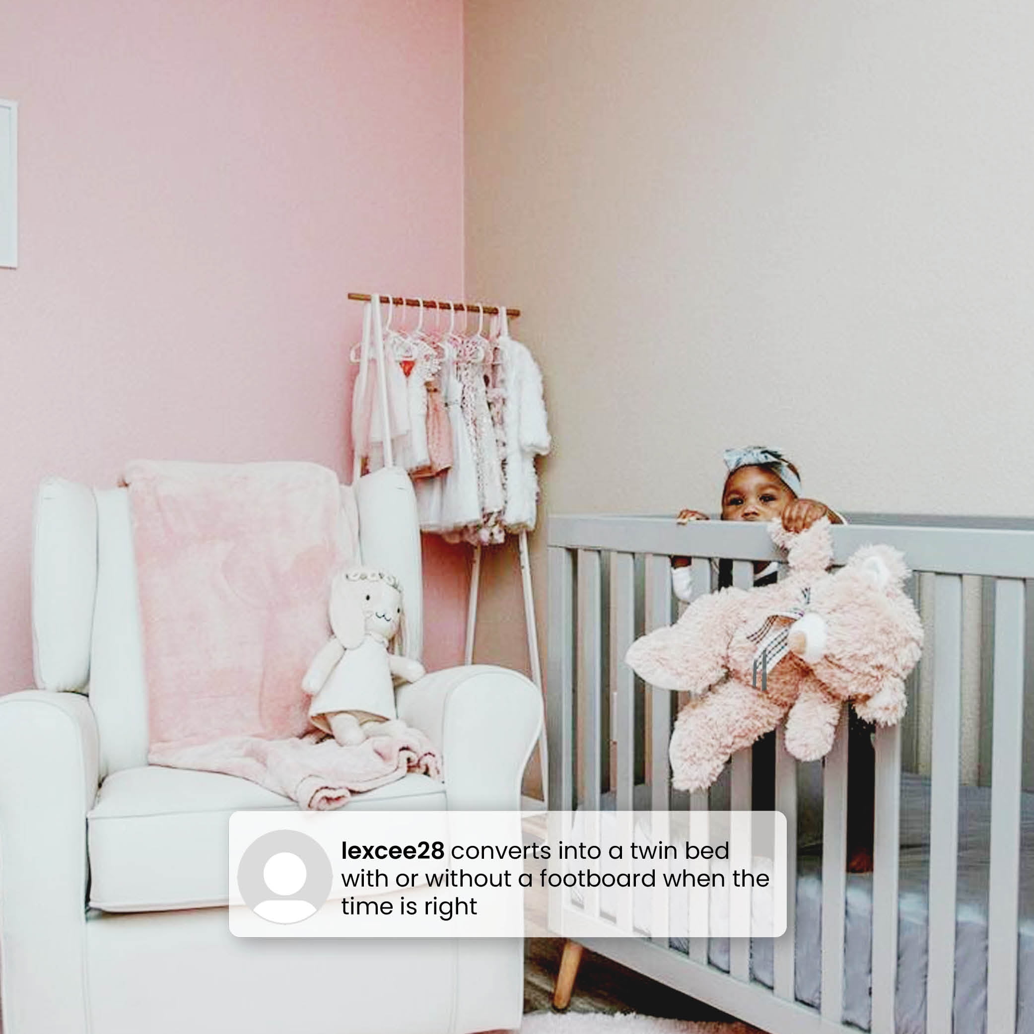 Delta Children Essex Convertible Mini Baby Crib with 2.75-Inch Mattress, Grey w/Natural - Image 5