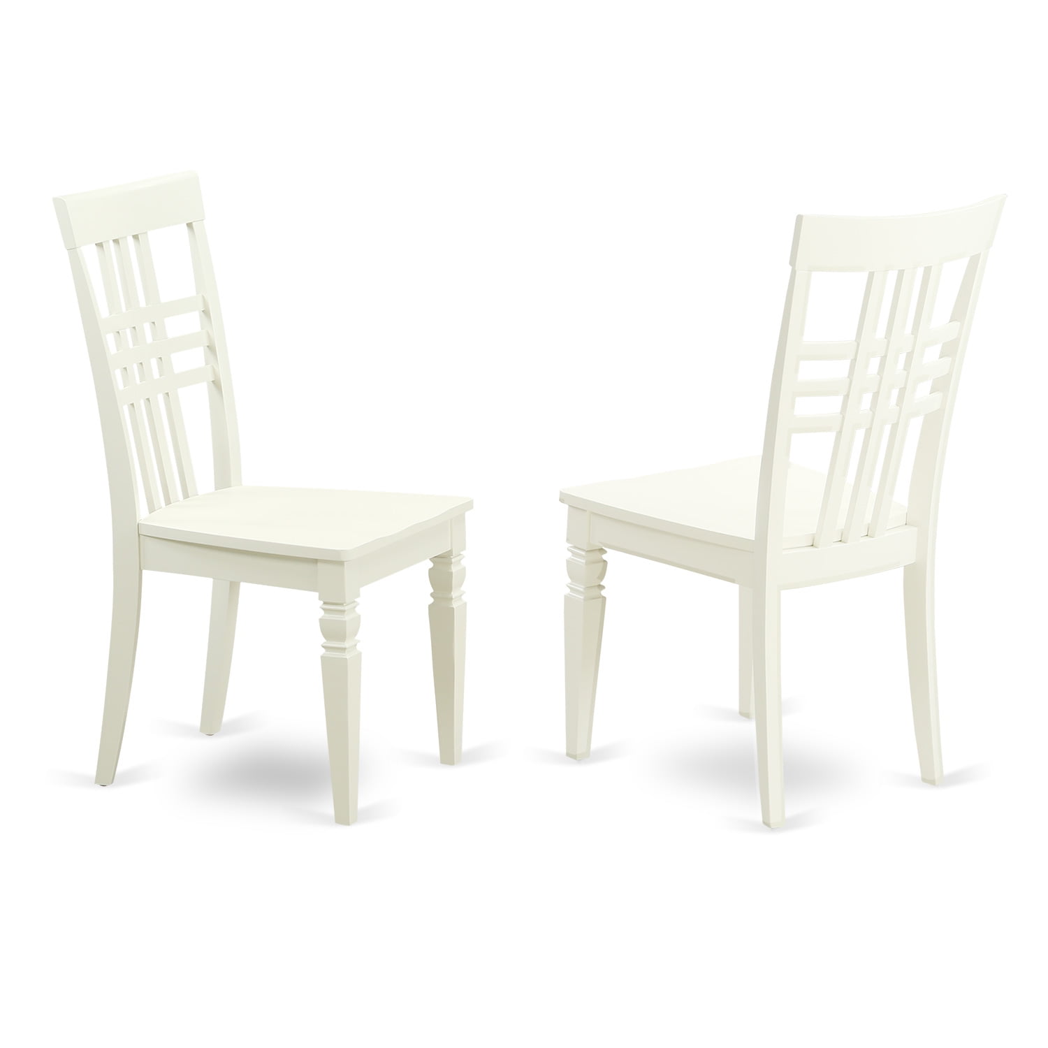 East West Furniture Logan 11" Wood Dining Chairs in Linen White (Set of 2) - Image 2