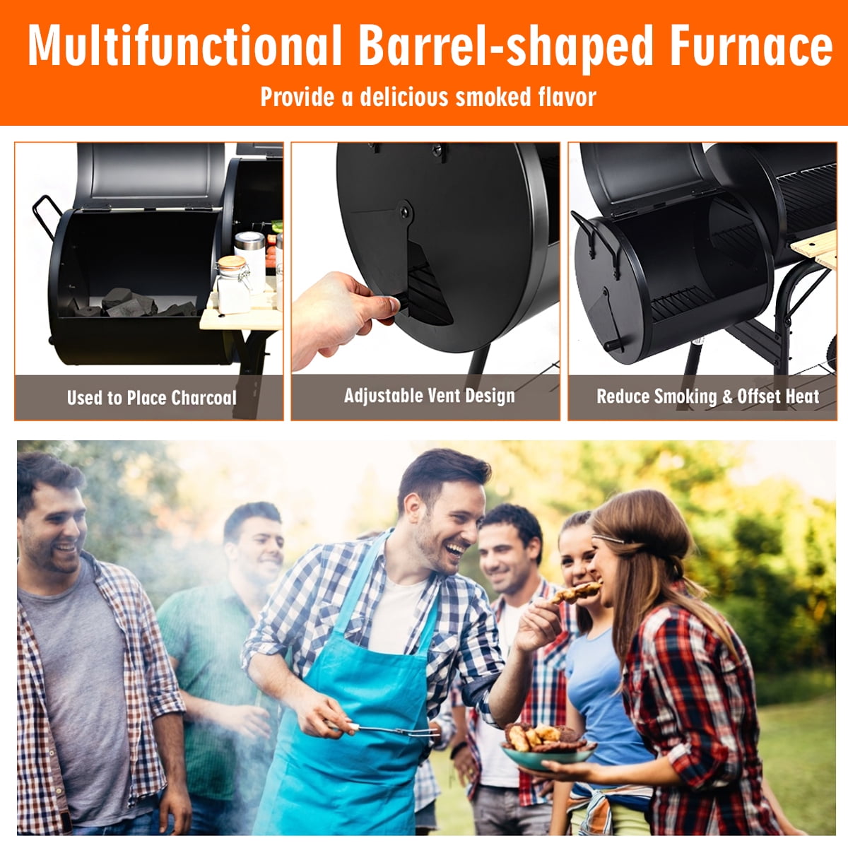 Costway OP2795 Outdoor BBQ Grill Charcoal Barbecue Pit Patio Backyard Meat Cooker Smoker - Image 8