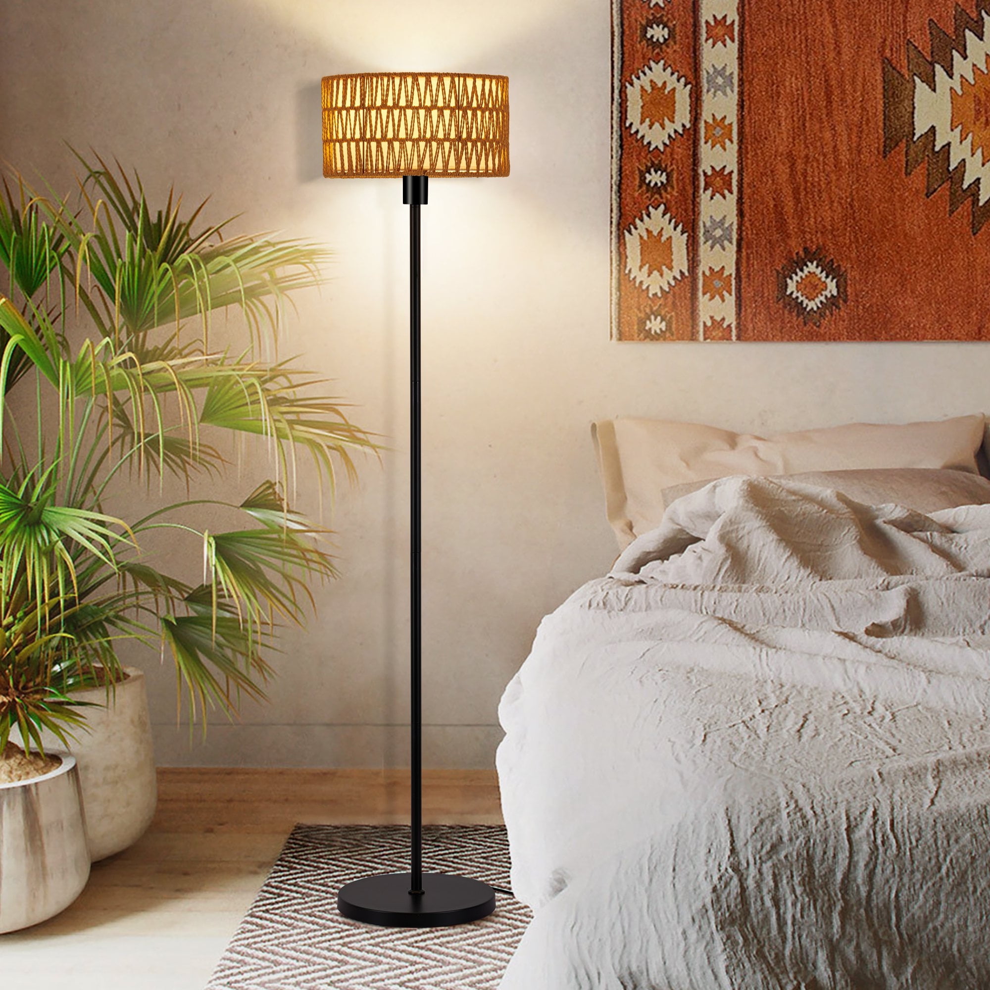 IHHIZLTT Floor Lamp for Living Room with 3 Color Temperatures, Remote & Dimmable,Woven Rattan Shades - Image 7