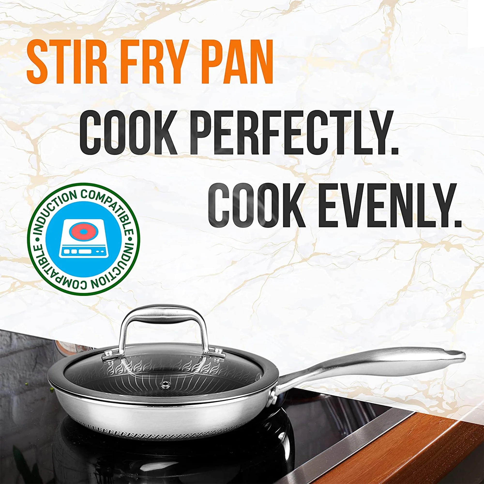 NutriChef 8 Inch Nonstick Triply Stainless Steel Kitchen Cookware Pan - Image 7