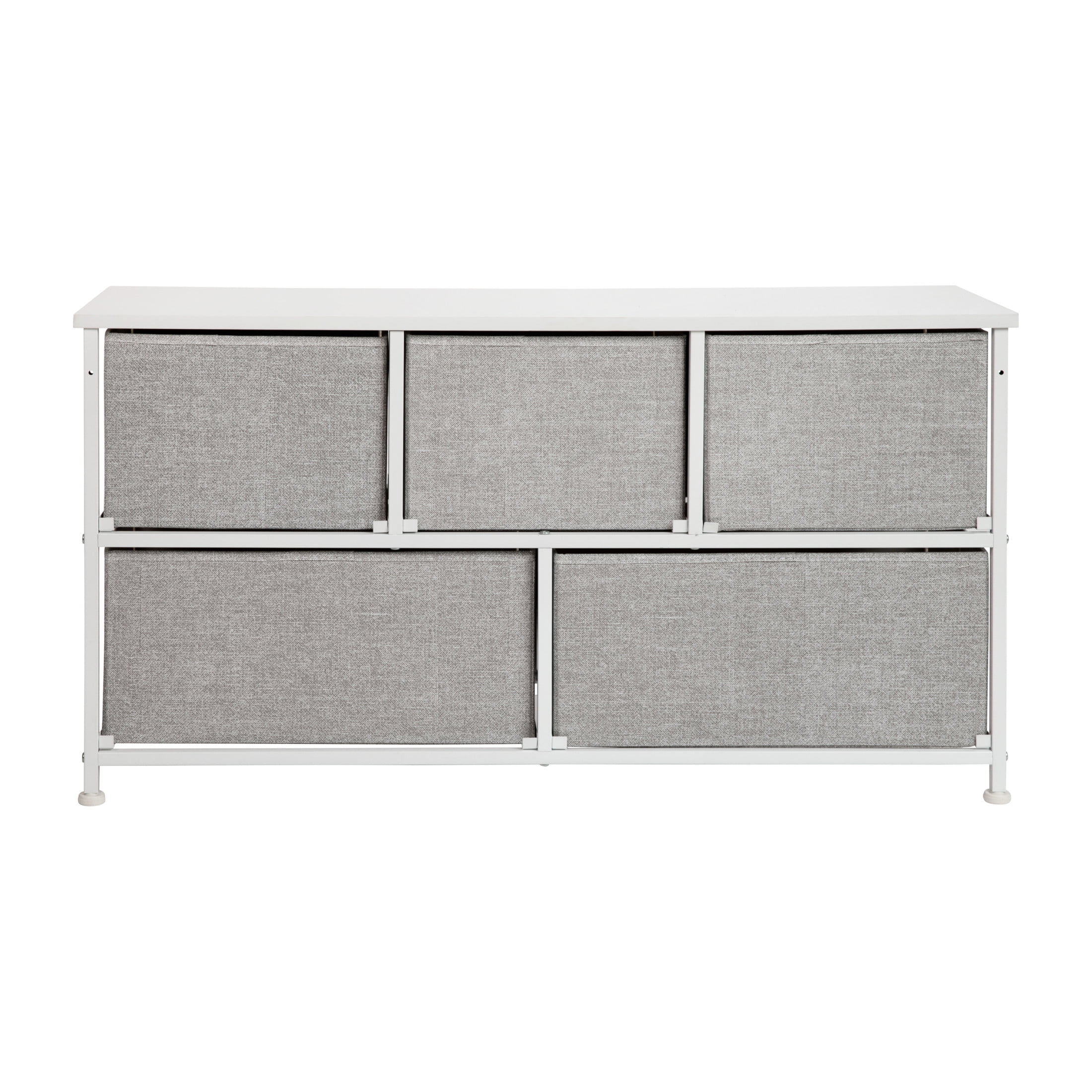 Flash Furniture Harris 5-Drawer Storage Chest of Drawers with Easy Pull Fabric Drawers, Light Gray - Image 2