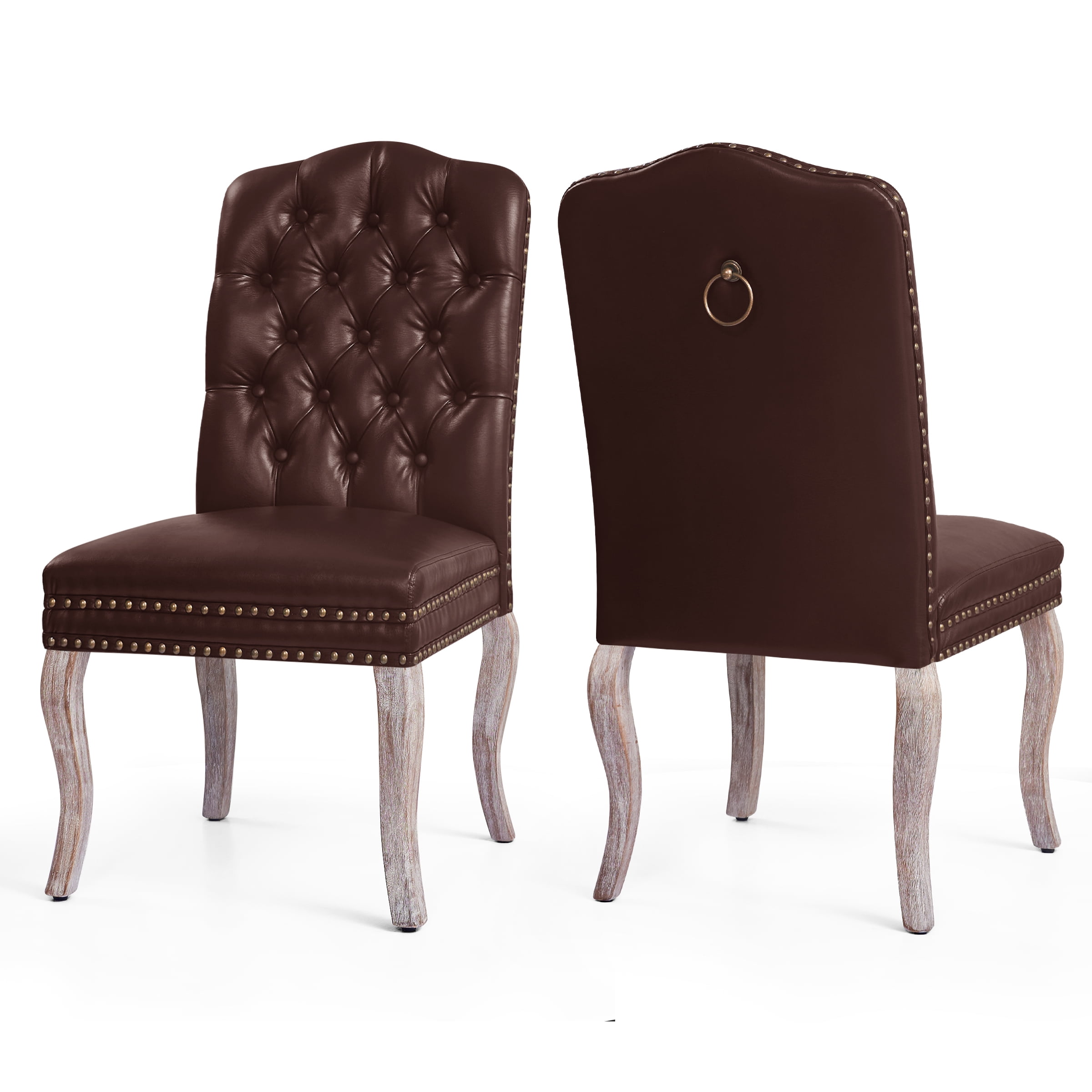 Subrtex Upholstered Dining Chairs Set of 2, PU Leather Dining Chair with Nail heads Trim, Chairs Set for Kitchen Dining Room, Wine - Image 7