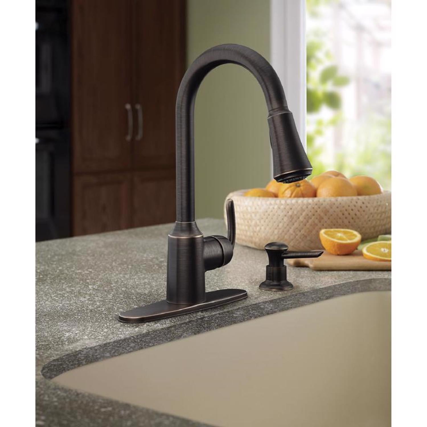 Moen Bayhill Mediterranean Bronze One-Handle High Arc Pulldown Kitchen Faucet - Image 3