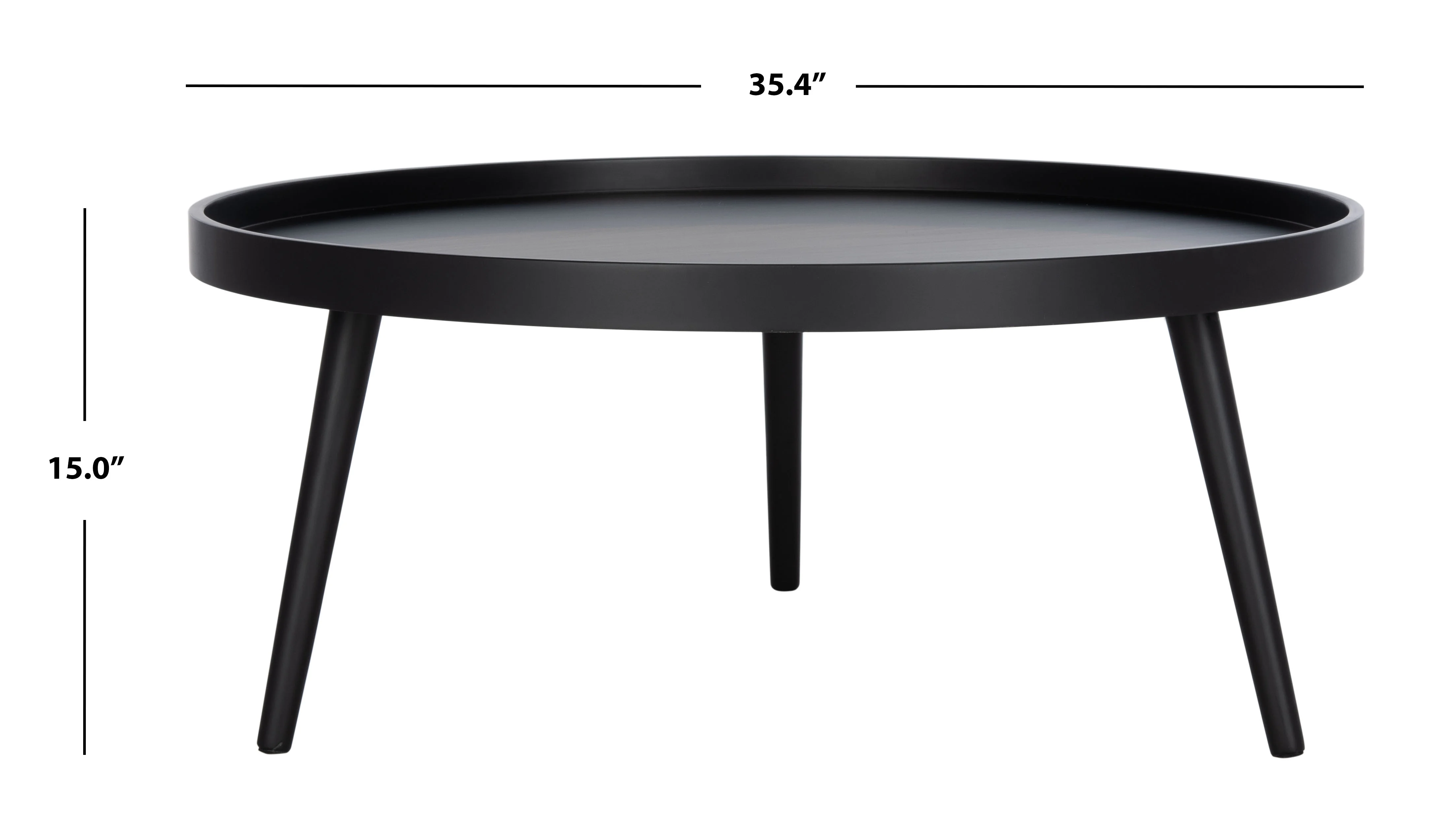 SAFAVIEH Fritz Modern Round Tray Top Coffee Table, Black - Image 4