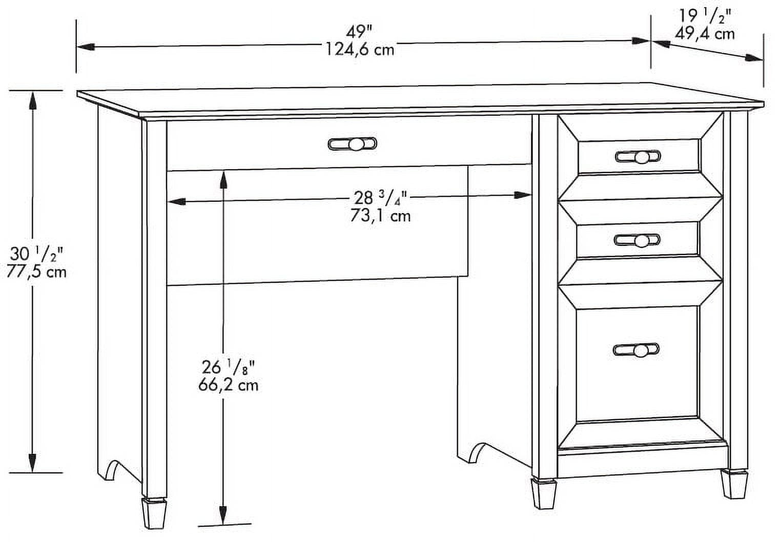Sauder New Cottage Pedestal Desk, Antiqued Paint Finish - Image 2