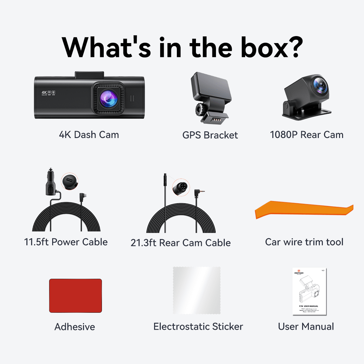 REDTIGER 4K Dash Cam, Dual Dash Camera Built-in WiFi & GPS, 4K Front and 1080P Rear with Night Vision, Support 256GB Max - Image 7