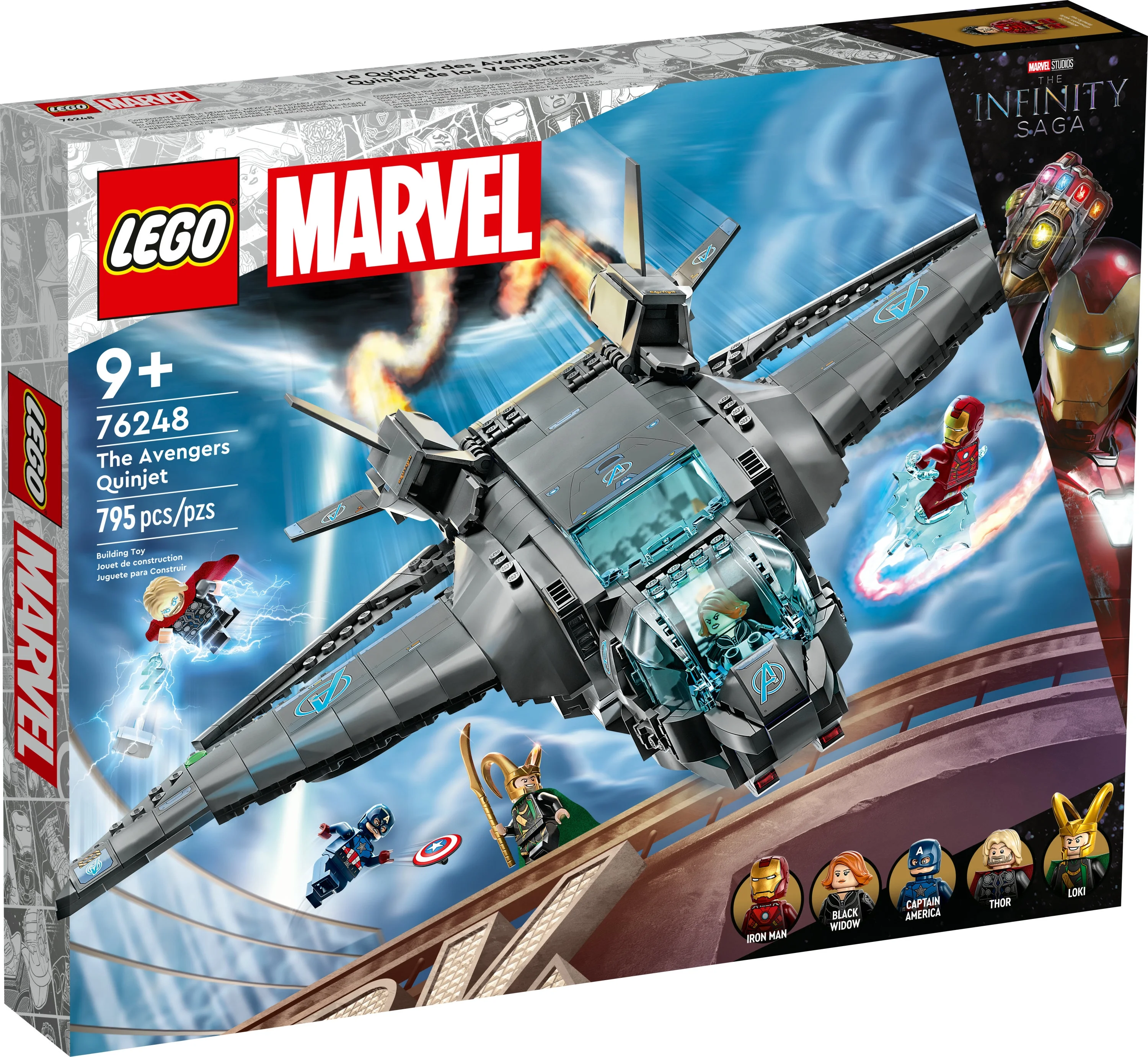 LEGO Marvel The Avengers Quinjet 76248, Spaceship Building Toy Set with Thor, Iron Man, Black Widow, Loki and Captain America Super Heroes Minifigures, Infinity Saga - Image 2