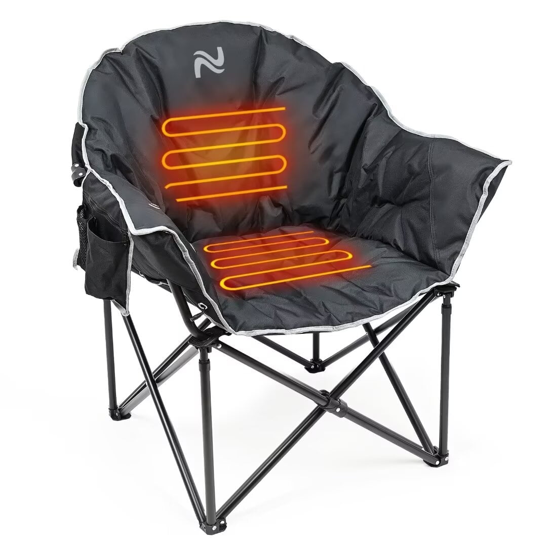NAIZEA Oversized Heated Camping Chair, Patio Lounge Chairs with 3 Heat Levels, Portable Folding Heated Chair Round Moon Saucer Folding Lawn Chair Outdoor Chair for Camping, Lounge Patio - Image 7