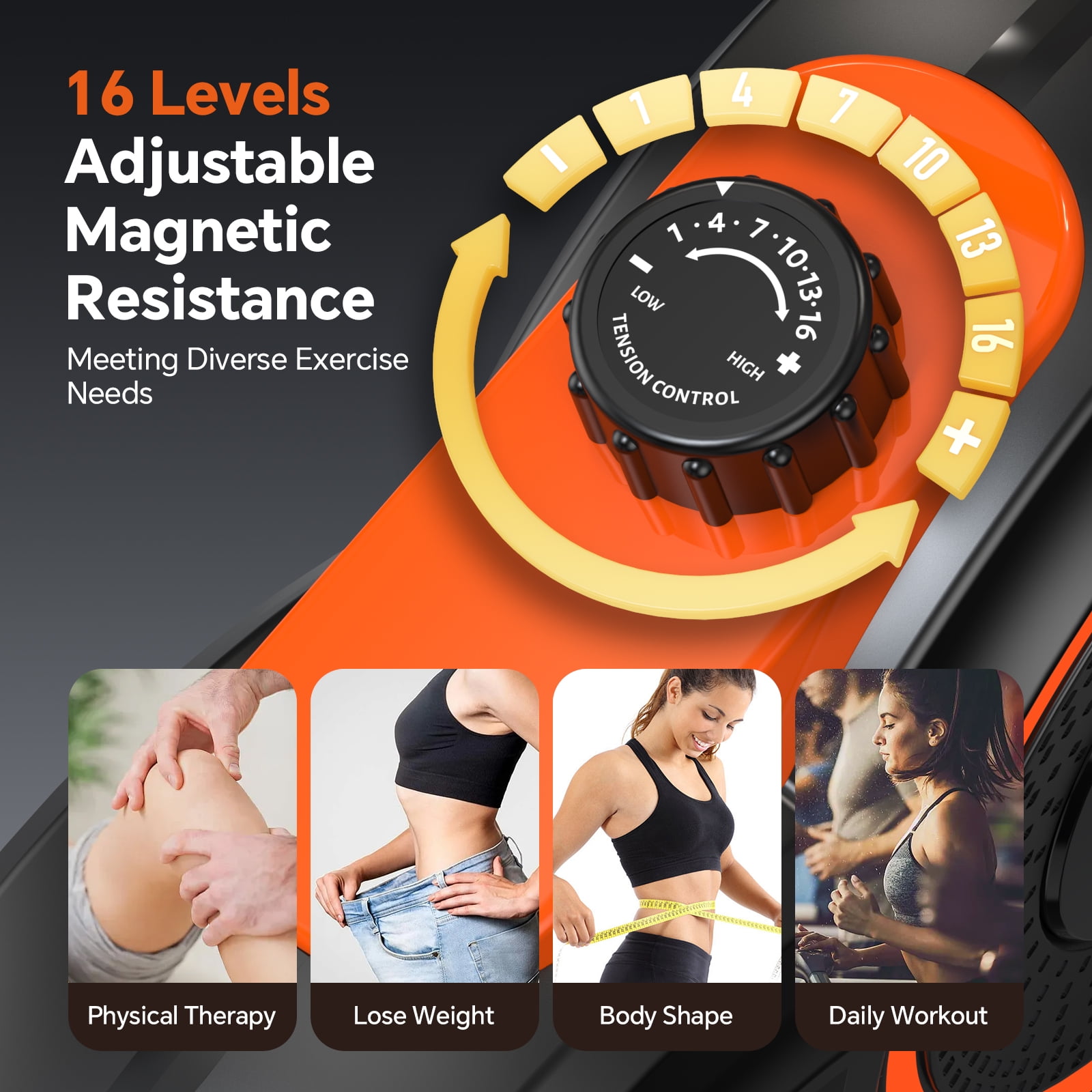 HASIMAN Recumbent Exercise Bicycles for Adults Seniors Sit Down Stationary Bicycle 16 Level Adjustable Magnetic Resistance Indoor Cycling Exercise Bike 350 lbs Capacity - Image 11