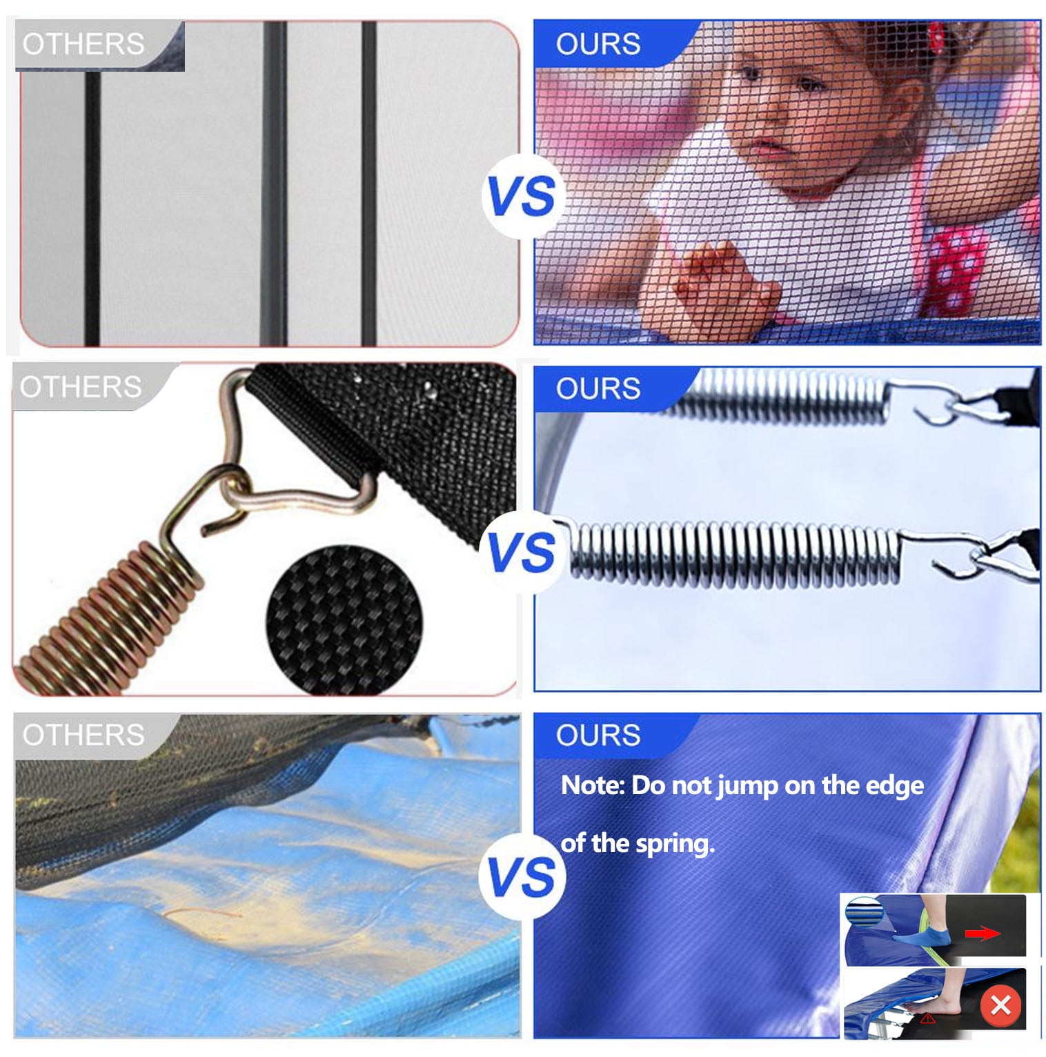 Inolait 10 ft Trampoline, with Enclosure and Wind Stakes, Blue - Image 4