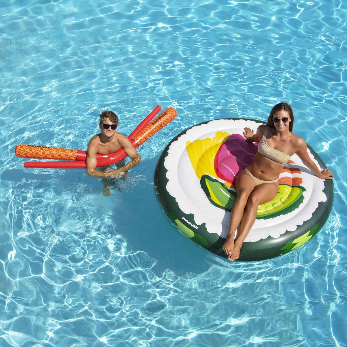 Swimline Sushi Roll Pool Lounger with Chopstick Doodles Combo Pack - Image 5
