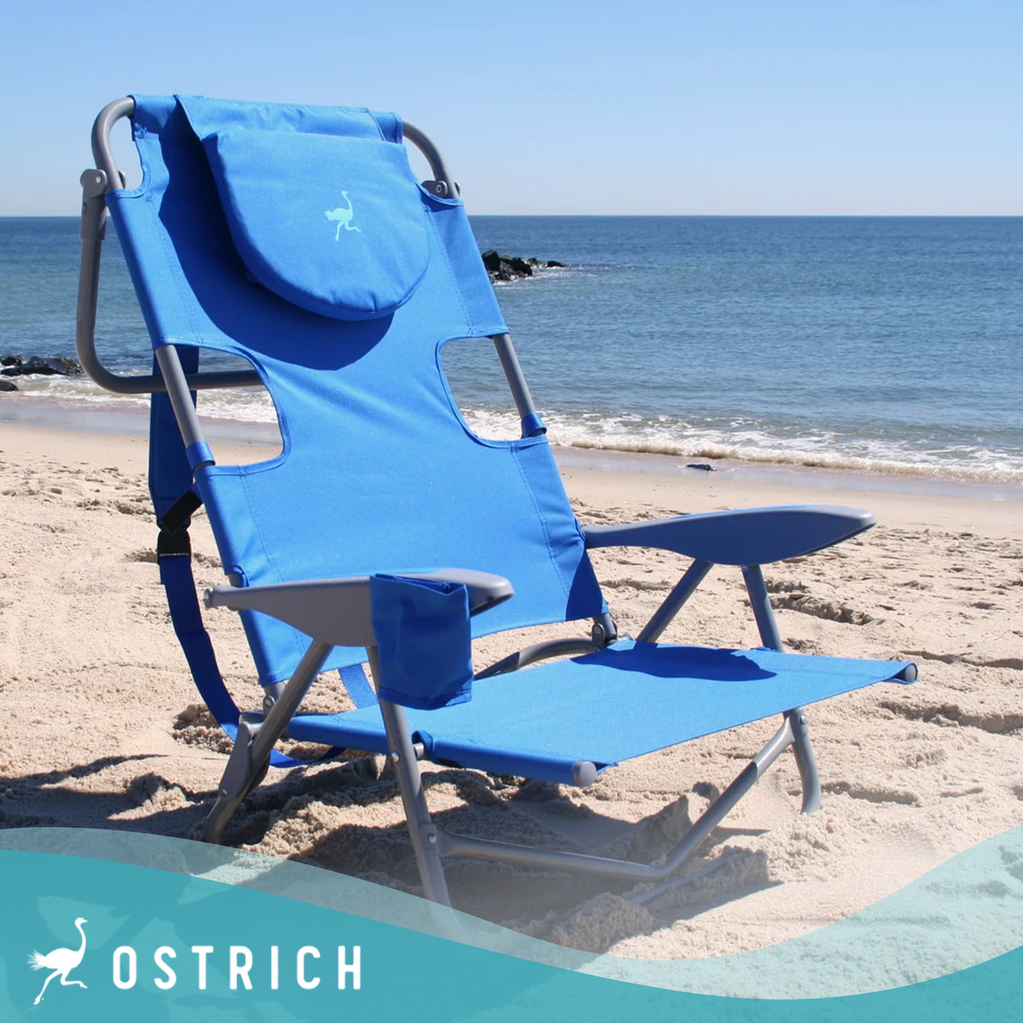 Ostrich On-Your-Back Outdoor Reclining Beach Pool Camping Chair, Blue - Image 6