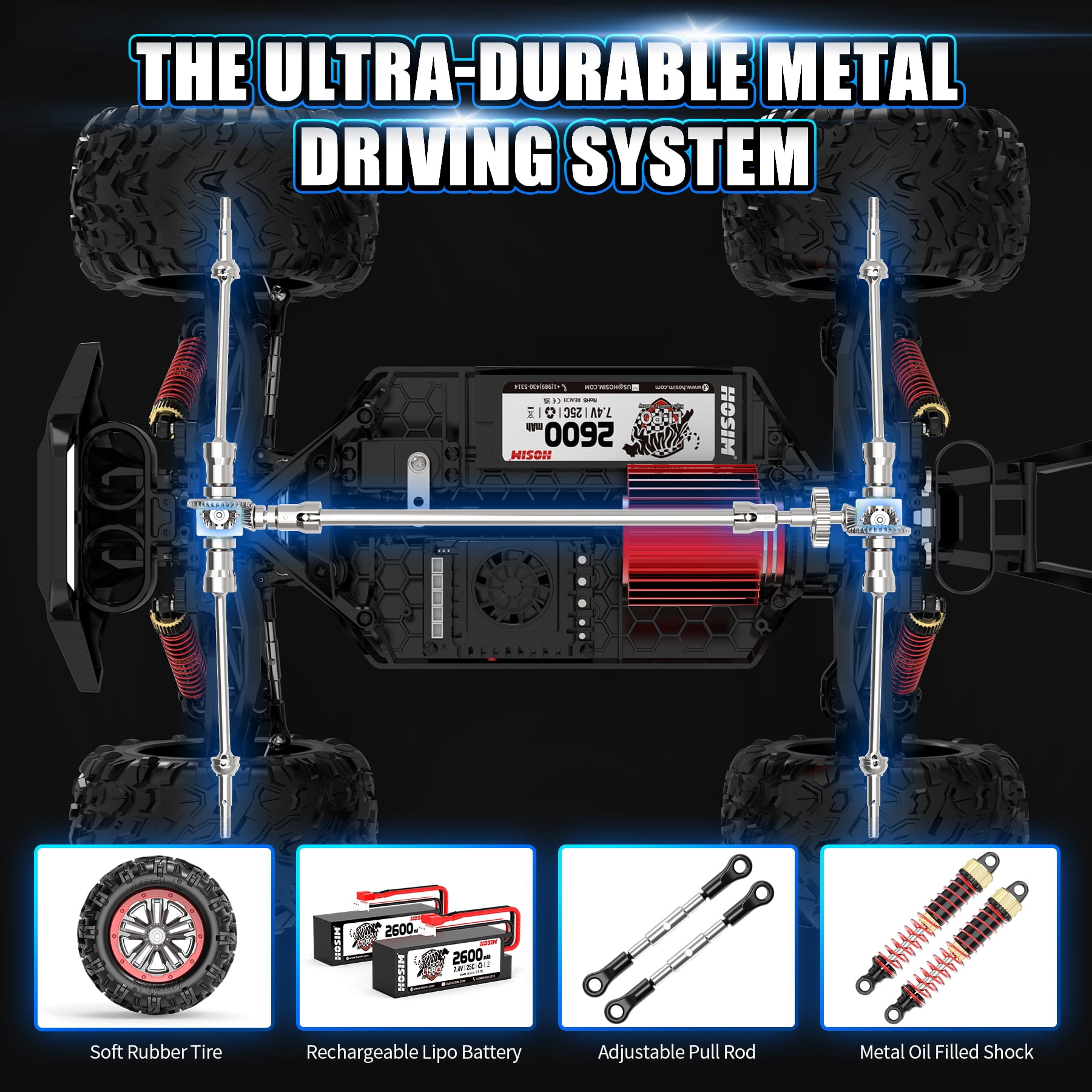 Hosim Brushless RC Cars 1:10 Remote Control Car X-08 RC Monster Trucks Buggy Crawler 4WD Off Road High Speed 40+MPH - Image 2